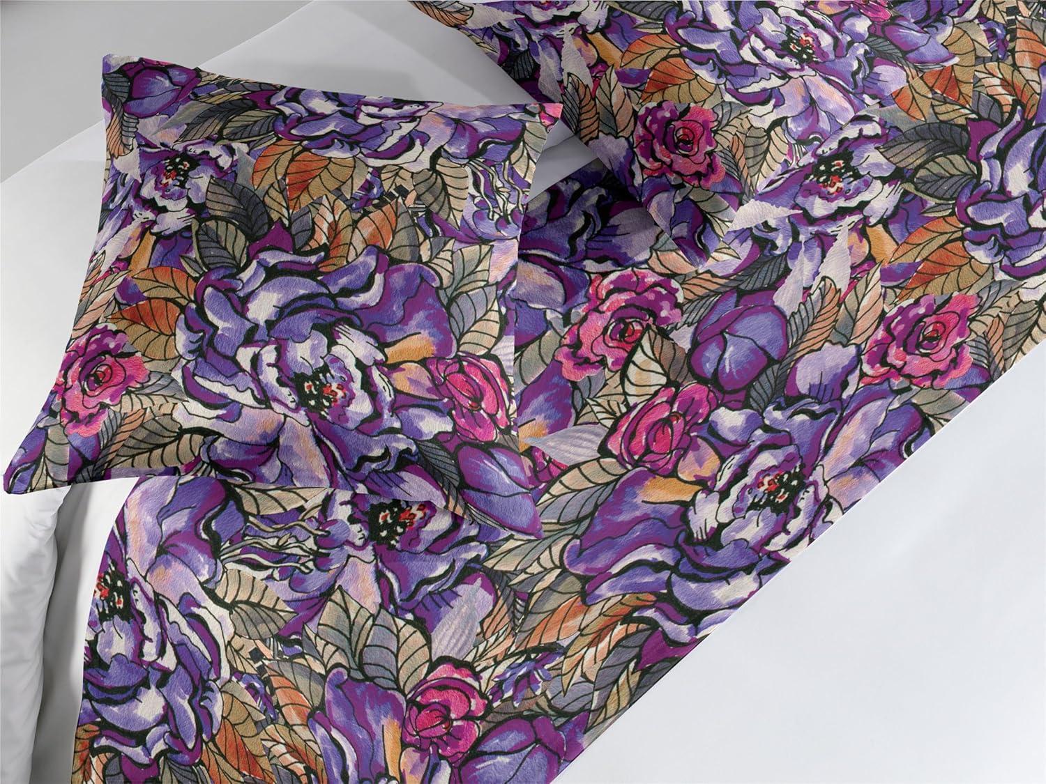 imageAmbesonne Floral Bed Runner Set Valentines Day Theme Grunge Style Repetitive Rose Flowers Abstract Decorative Bedding Scarf and 2 Pillow Shams for Hotels Homes King Pale Fuchsia and SepiaPale Purple and Sage Green