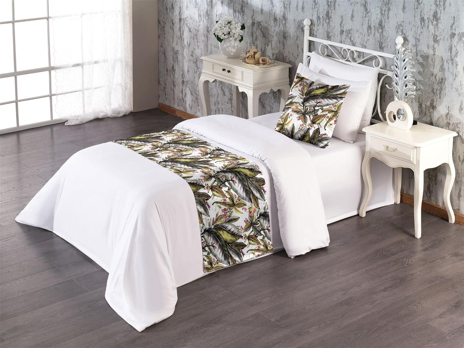 imageAmbesonne Floral Bed Runner Set Valentines Day Theme Grunge Style Repetitive Rose Flowers Abstract Decorative Bedding Scarf and 2 Pillow Shams for Hotels Homes King Pale Fuchsia and SepiaPale Coffee and Burnt Sienna