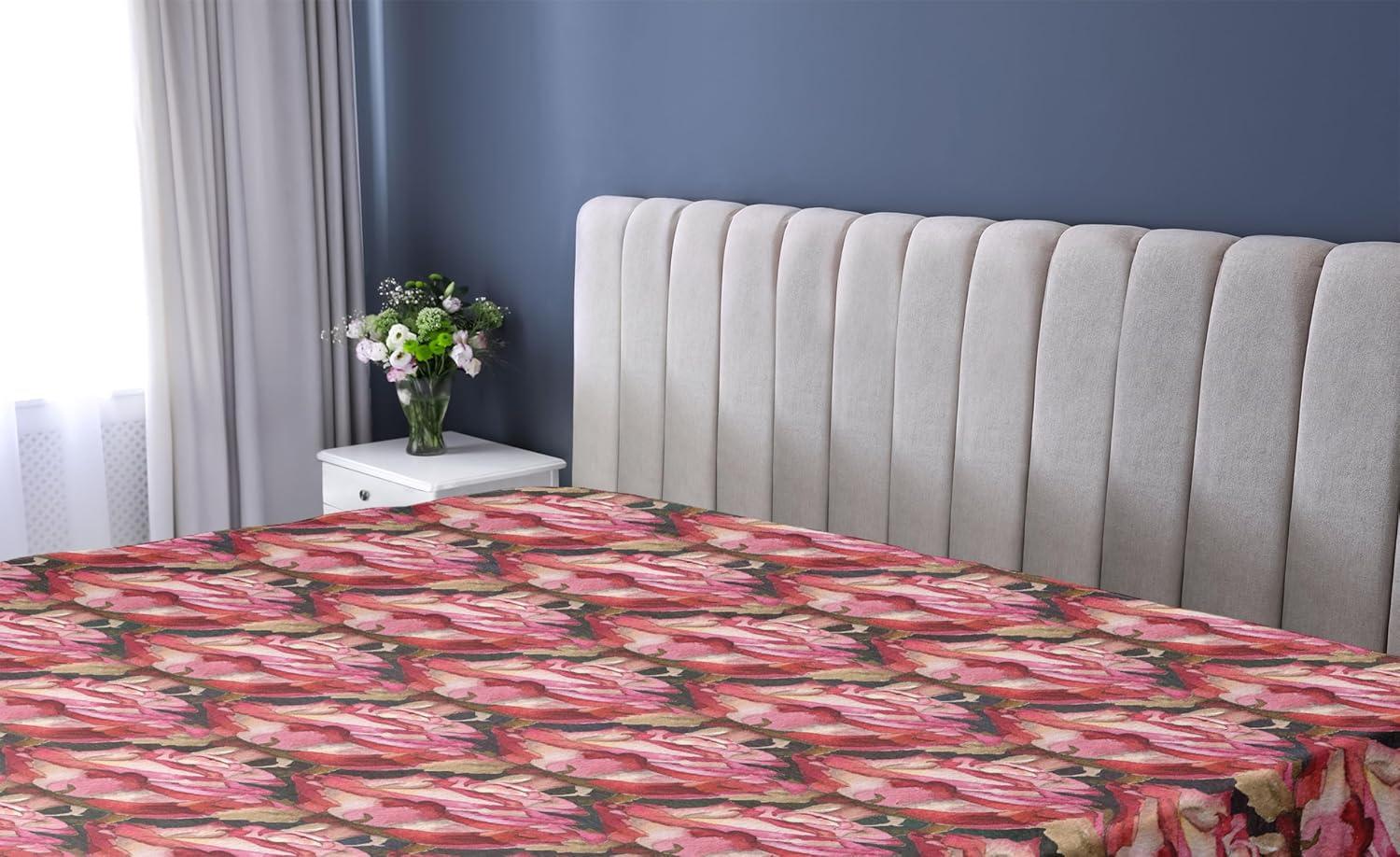 imageAmbesonne Floral Fitted Sheet Realistic Painting Print A Million Roses to My Love Valentines Day Decorative Soft Bedding AllRound Elastic Pocket California King Pale Pink Dark Pink and EcruPale Pink Dark Pink and Ecru