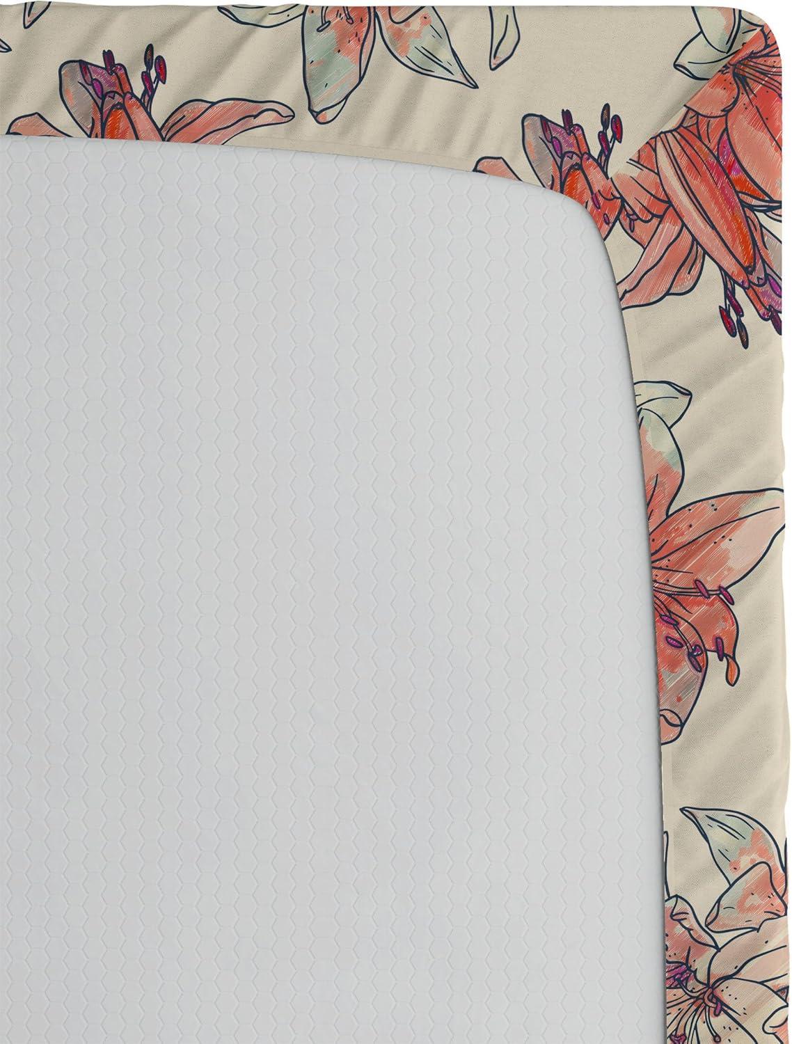 imageAmbesonne Floral Fitted Sheet Realistic Painting Print A Million Roses to My Love Valentines Day Decorative Soft Bedding AllRound Elastic Pocket California King Pale Pink Dark Pink and EcruCoral Coral and Pale Grey