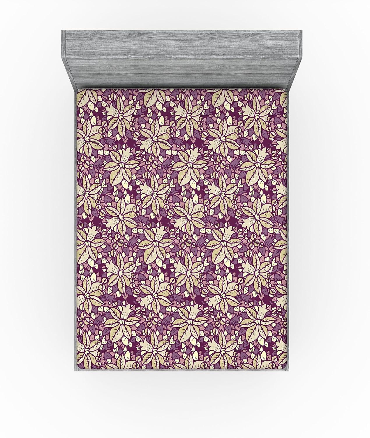 imageAmbesonne Floral Fitted Sheet Realistic Painting Print A Million Roses to My Love Valentines Day Decorative Soft Bedding AllRound Elastic Pocket California King Pale Pink Dark Pink and EcruEggplant Sage Green and Mauve