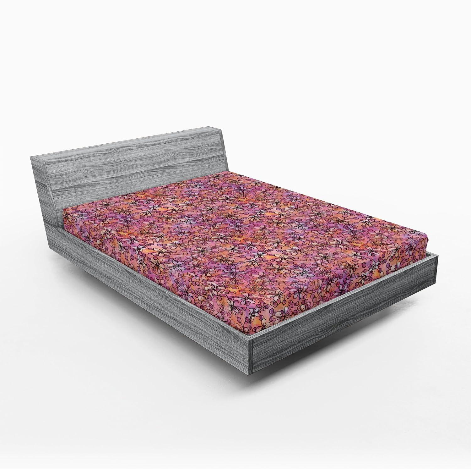 imageAmbesonne Floral Fitted Sheet Realistic Painting Print A Million Roses to My Love Valentines Day Decorative Soft Bedding AllRound Elastic Pocket California King Pale Pink Dark Pink and EcruLavender Salmon and Pink