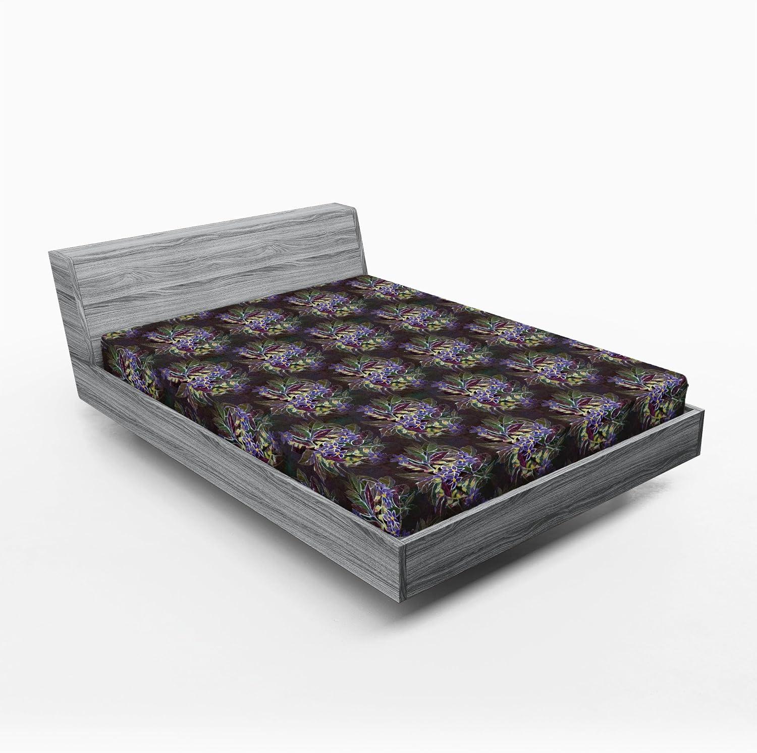 imageAmbesonne Floral Fitted Sheet Realistic Painting Print A Million Roses to My Love Valentines Day Decorative Soft Bedding AllRound Elastic Pocket California King Pale Pink Dark Pink and EcruLilac Plum and Laurel Green