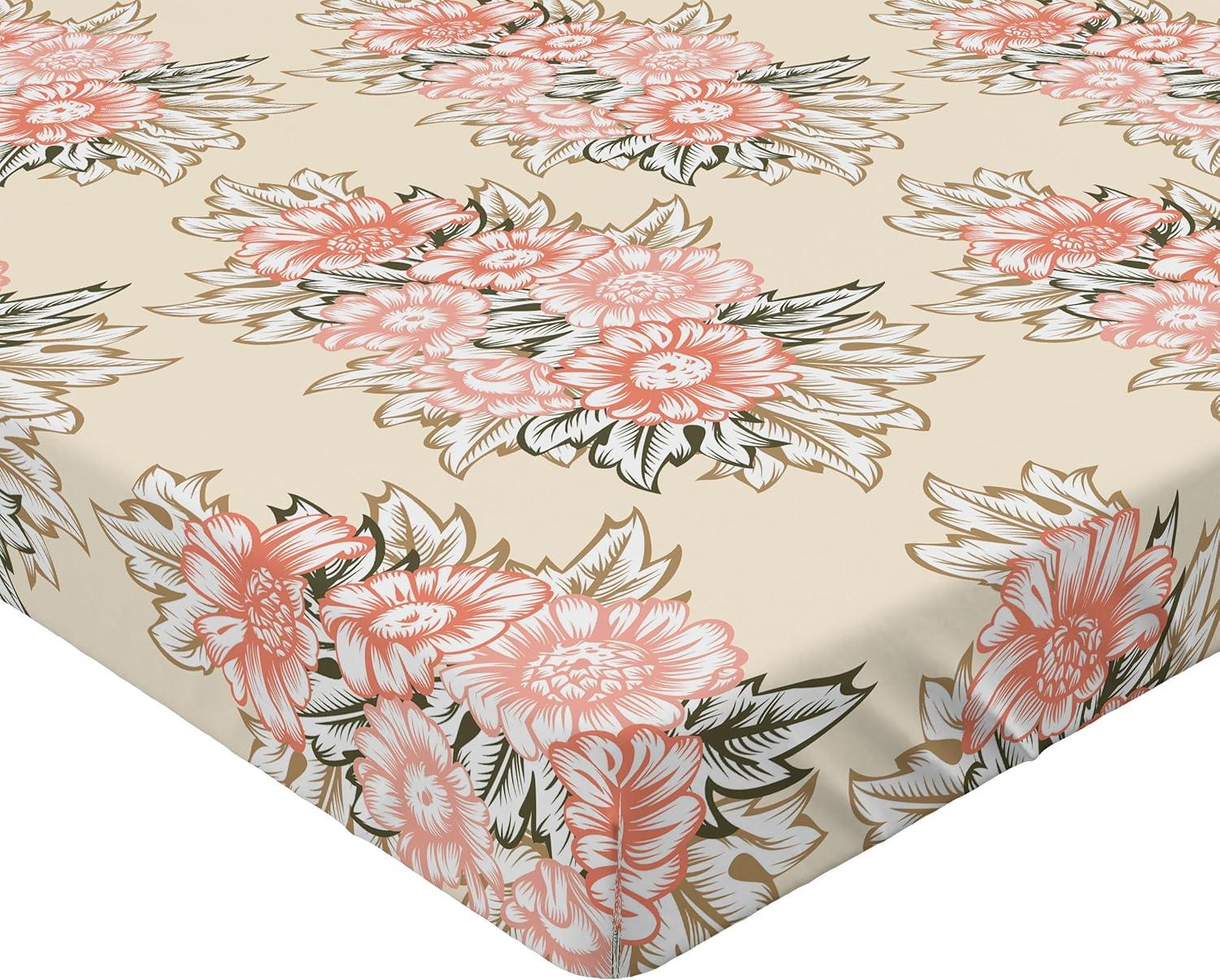 imageAmbesonne Floral Fitted Sheet Realistic Painting Print A Million Roses to My Love Valentines Day Decorative Soft Bedding AllRound Elastic Pocket California King Pale Pink Dark Pink and EcruBeige Coral and Dark Tan