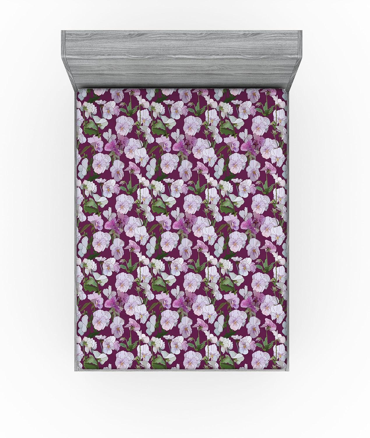 imageAmbesonne Floral Fitted Sheet Realistic Painting Print A Million Roses to My Love Valentines Day Decorative Soft Bedding AllRound Elastic Pocket California King Pale Pink Dark Pink and EcruLilac Reseda Green Plum