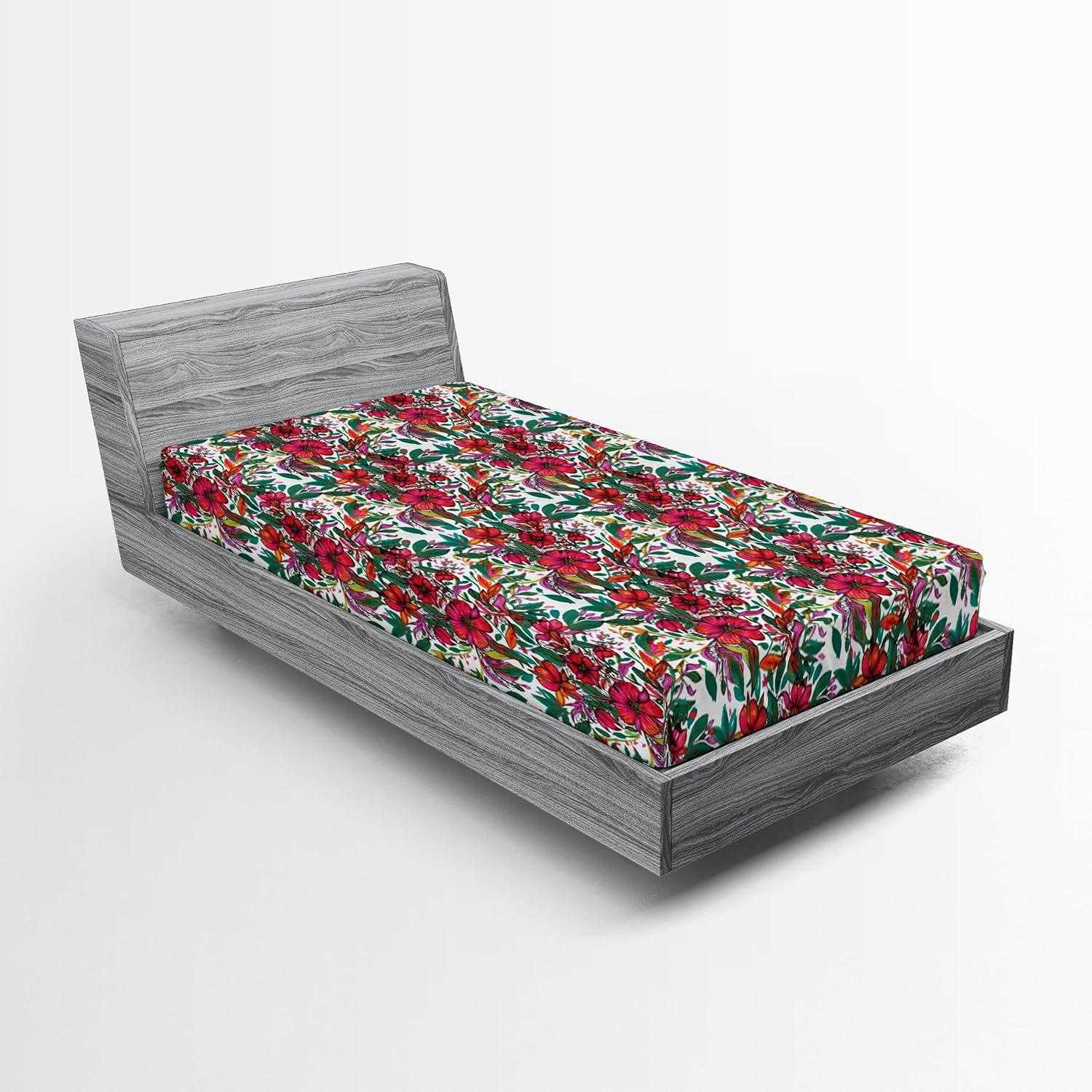 imageAmbesonne Floral Fitted Sheet Realistic Painting Print A Million Roses to My Love Valentines Day Decorative Soft Bedding AllRound Elastic Pocket California King Pale Pink Dark Pink and EcruRed Forest Green Coconut