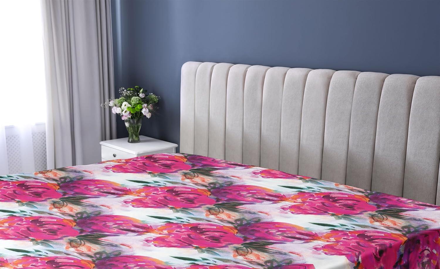 imageAmbesonne Floral Fitted Sheet Realistic Painting Print A Million Roses to My Love Valentines Day Decorative Soft Bedding AllRound Elastic Pocket California King Pale Pink Dark Pink and EcruMagenta Army Green White
