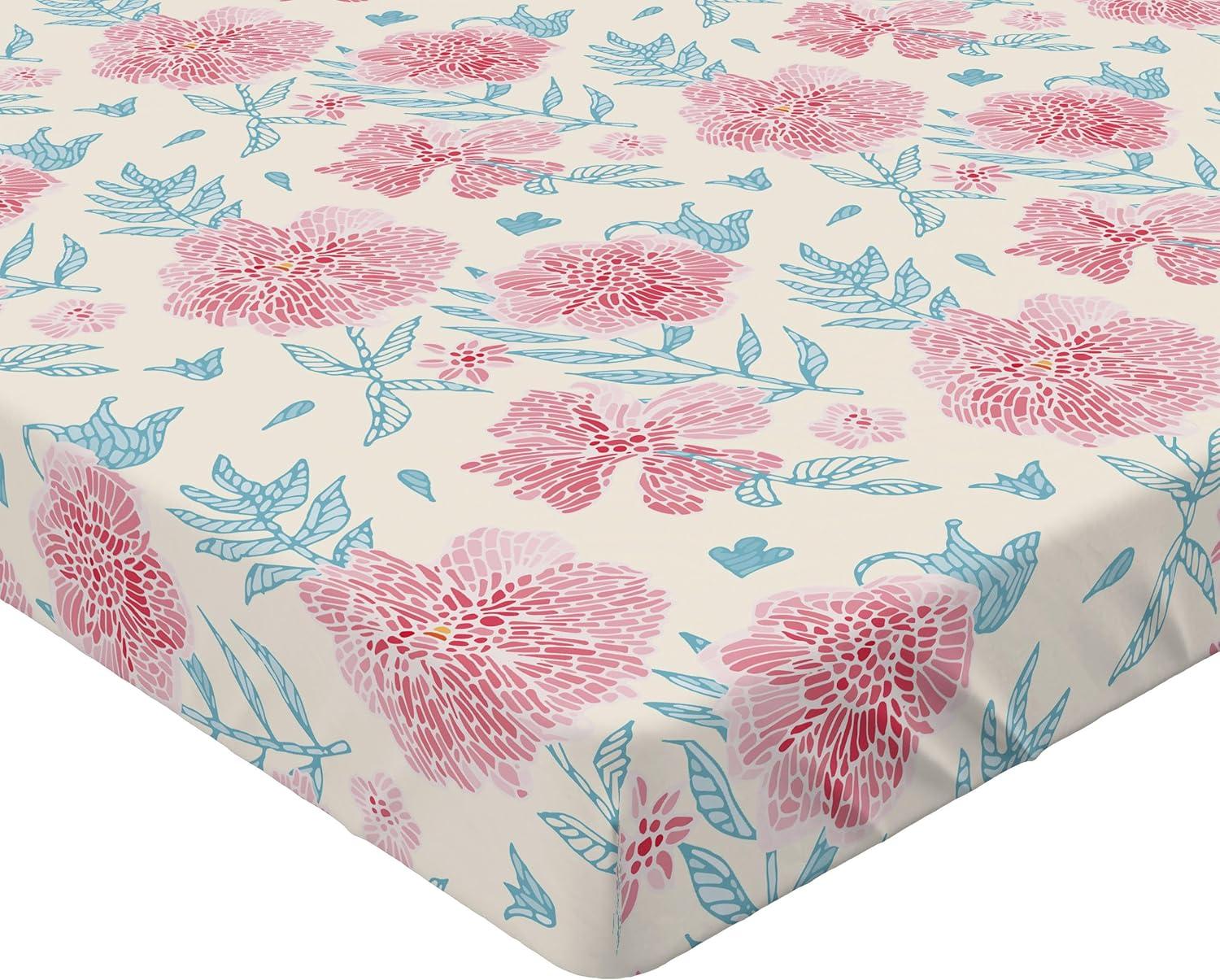 imageAmbesonne Floral Fitted Sheet Realistic Painting Print A Million Roses to My Love Valentines Day Decorative Soft Bedding AllRound Elastic Pocket California King Pale Pink Dark Pink and EcruRuby Beige and Sea Blue