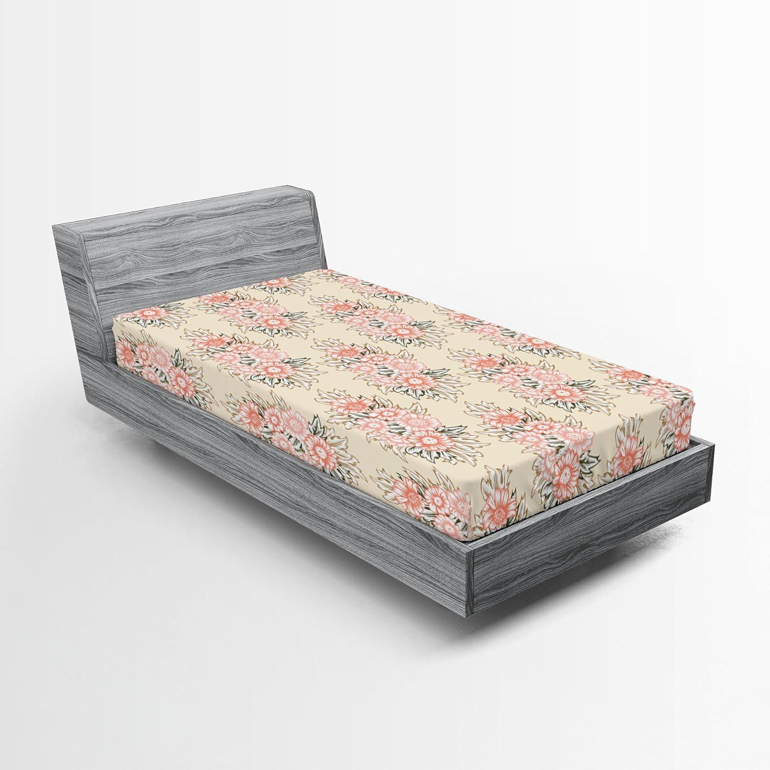 imageAmbesonne Floral Fitted Sheet Realistic Painting Print A Million Roses to My Love Valentines Day Decorative Soft Bedding AllRound Elastic Pocket California King Pale Pink Dark Pink and EcruBeige Coral and Dark Tan