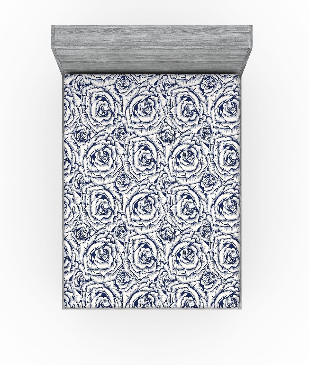 imageAmbesonne Floral Fitted Sheet Realistic Painting Print A Million Roses to My Love Valentines Day Decorative Soft Bedding AllRound Elastic Pocket California King Pale Pink Dark Pink and EcruCoconut and Dark Indigo