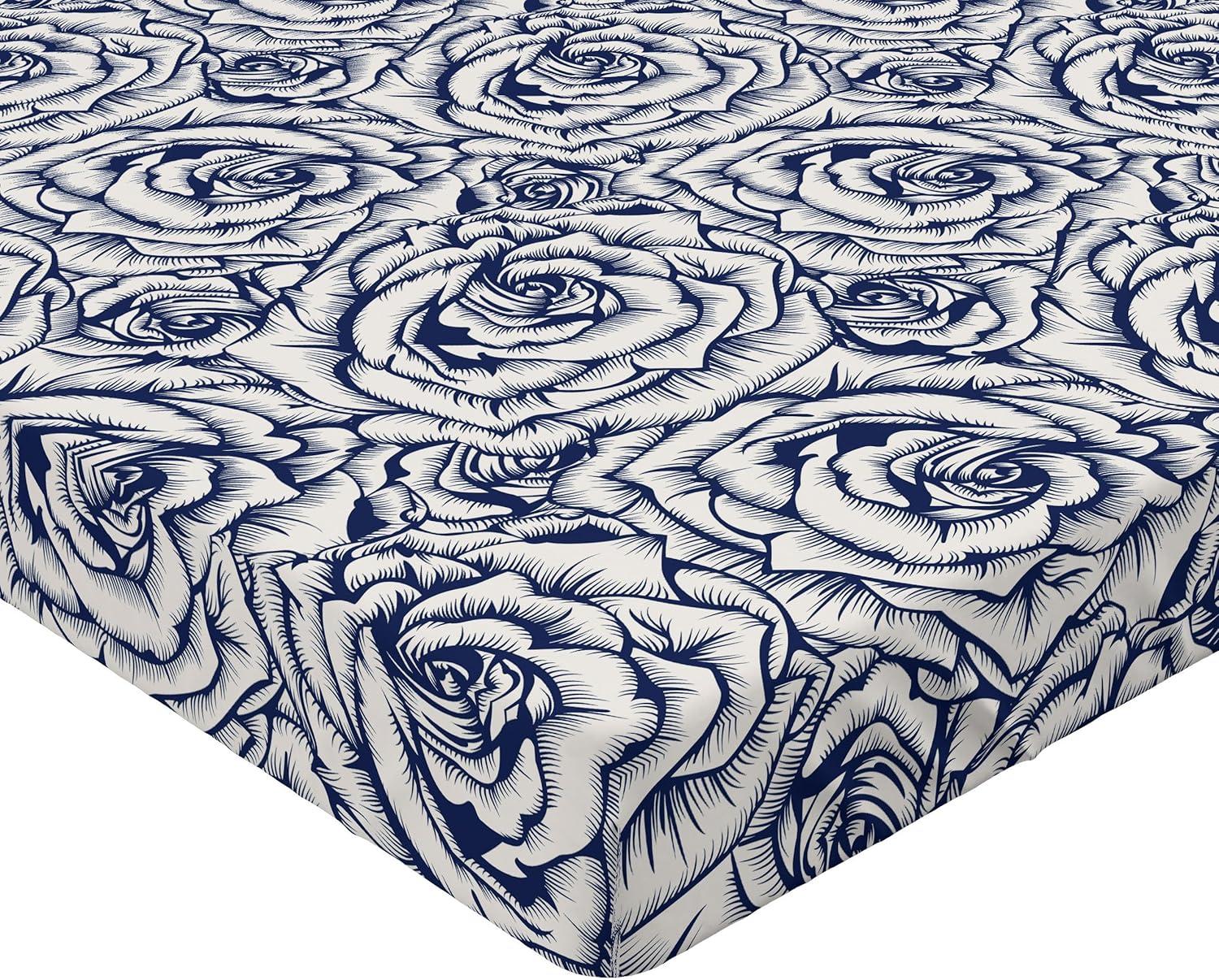 imageAmbesonne Floral Fitted Sheet Realistic Painting Print A Million Roses to My Love Valentines Day Decorative Soft Bedding AllRound Elastic Pocket California King Pale Pink Dark Pink and EcruCoconut and Dark Indigo