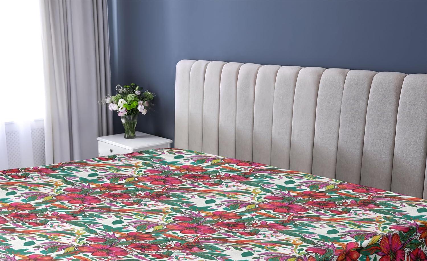 imageAmbesonne Floral Fitted Sheet Realistic Painting Print A Million Roses to My Love Valentines Day Decorative Soft Bedding AllRound Elastic Pocket California King Pale Pink Dark Pink and EcruRed Forest Green Coconut