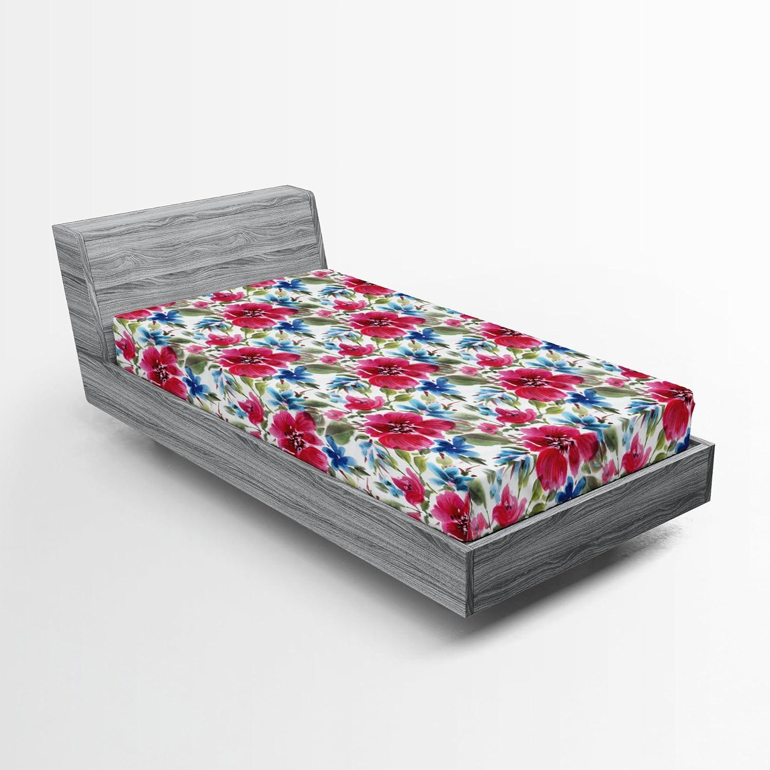 imageAmbesonne Floral Fitted Sheet Realistic Painting Print A Million Roses to My Love Valentines Day Decorative Soft Bedding AllRound Elastic Pocket California King Pale Pink Dark Pink and EcruPastel Pink Sage Green