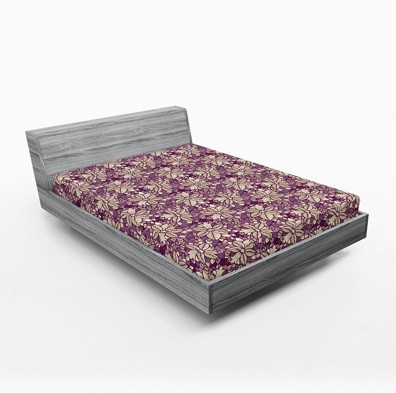 imageAmbesonne Floral Fitted Sheet Realistic Painting Print A Million Roses to My Love Valentines Day Decorative Soft Bedding AllRound Elastic Pocket California King Pale Pink Dark Pink and EcruEggplant Sage Green and Mauve