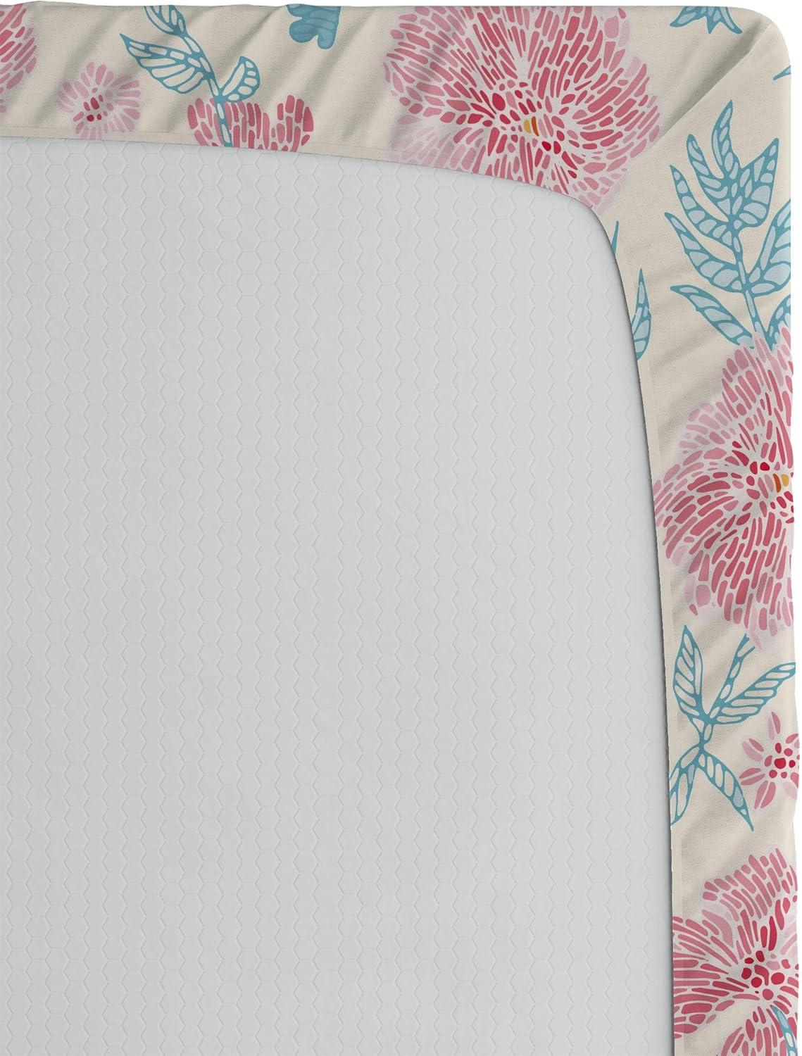 imageAmbesonne Floral Fitted Sheet Realistic Painting Print A Million Roses to My Love Valentines Day Decorative Soft Bedding AllRound Elastic Pocket California King Pale Pink Dark Pink and EcruRuby Beige and Sea Blue