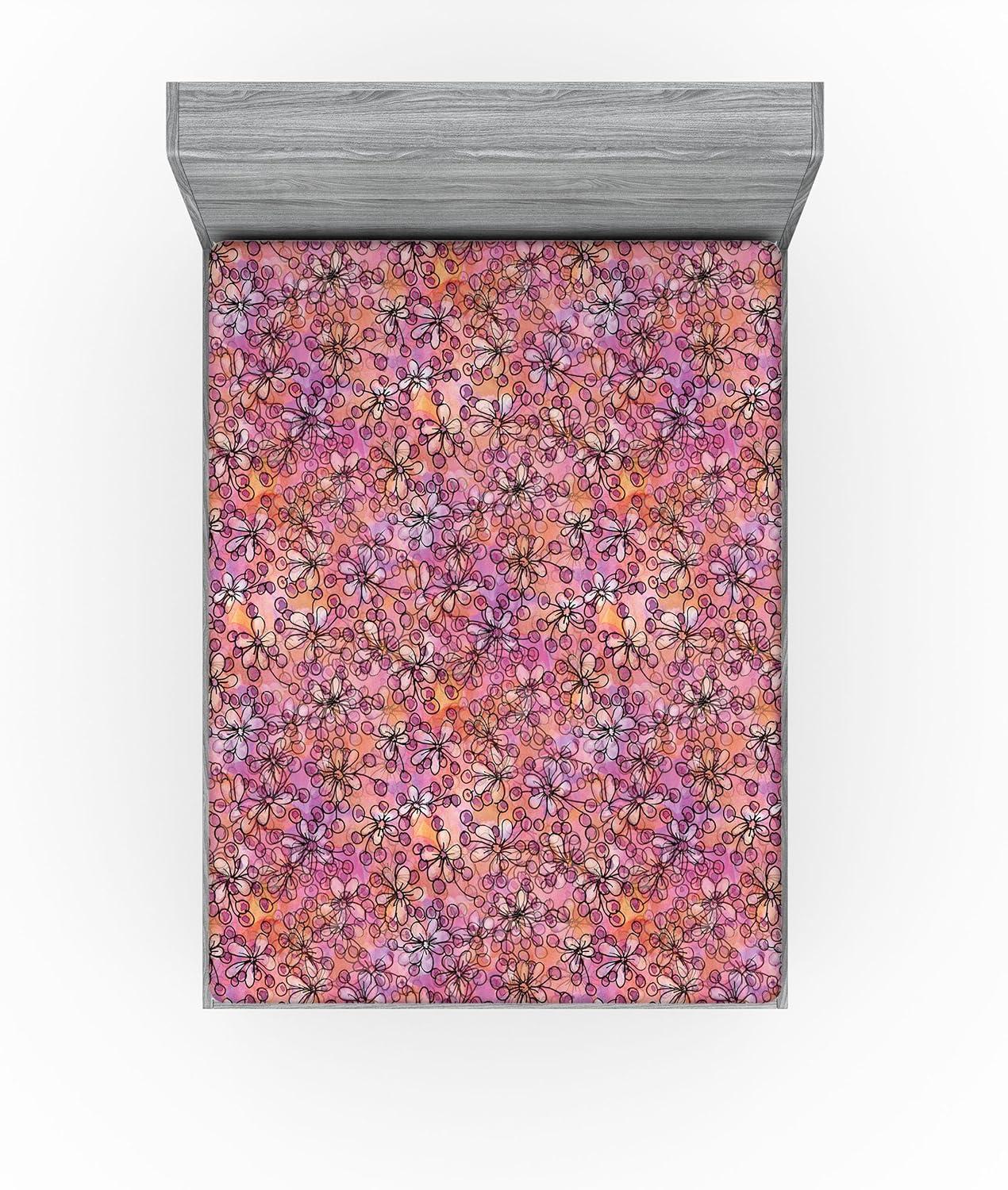 imageAmbesonne Floral Fitted Sheet Realistic Painting Print A Million Roses to My Love Valentines Day Decorative Soft Bedding AllRound Elastic Pocket California King Pale Pink Dark Pink and EcruLavender Salmon and Pink
