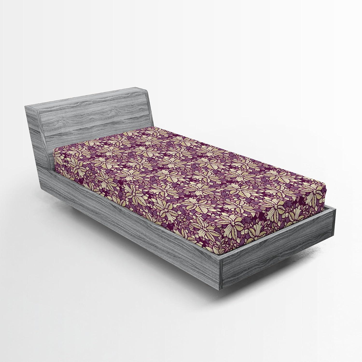 imageAmbesonne Floral Fitted Sheet Realistic Painting Print A Million Roses to My Love Valentines Day Decorative Soft Bedding AllRound Elastic Pocket California King Pale Pink Dark Pink and EcruEggplant Sage Green and Mauve