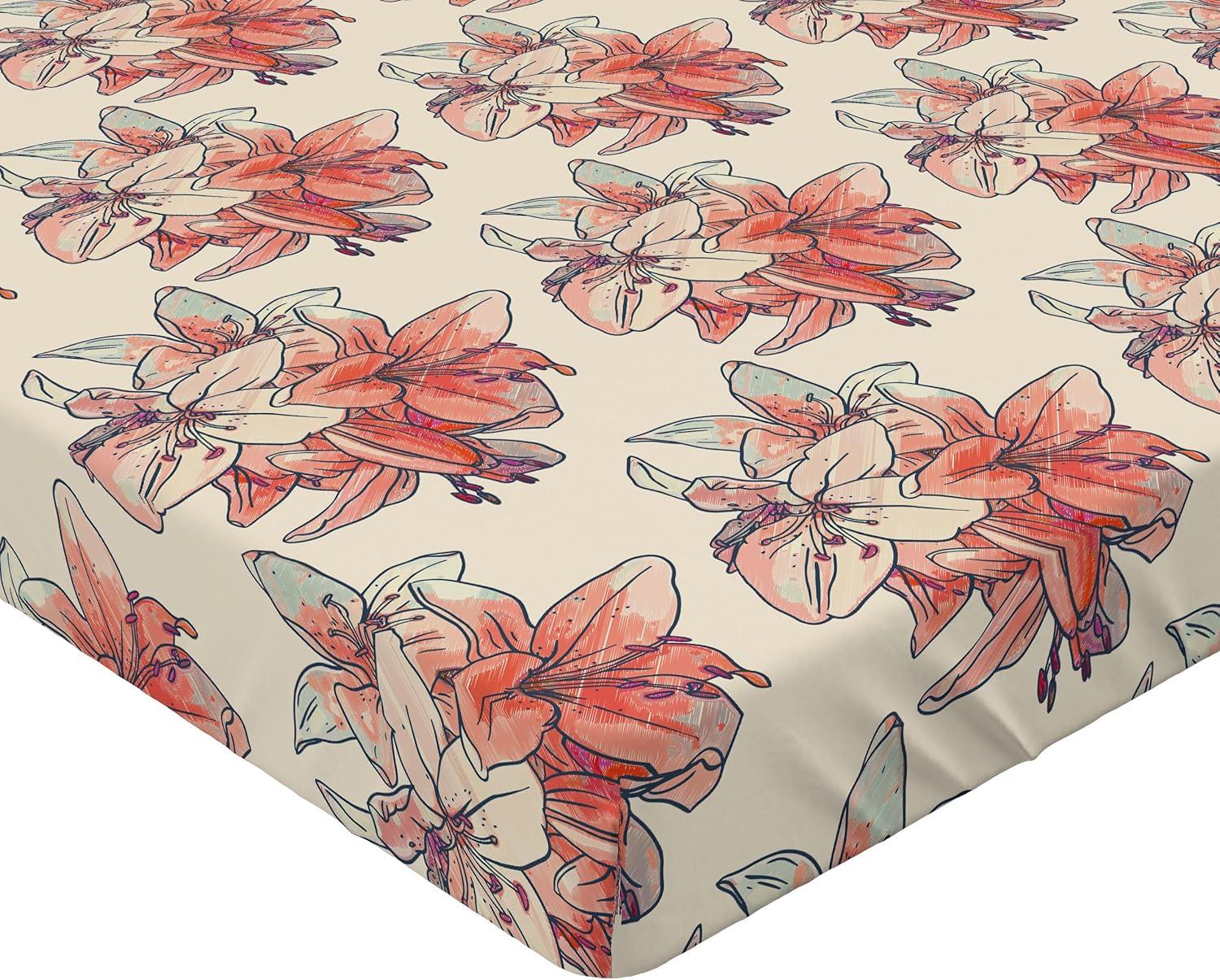 imageAmbesonne Floral Fitted Sheet Realistic Painting Print A Million Roses to My Love Valentines Day Decorative Soft Bedding AllRound Elastic Pocket California King Pale Pink Dark Pink and EcruCoral Coral and Pale Grey