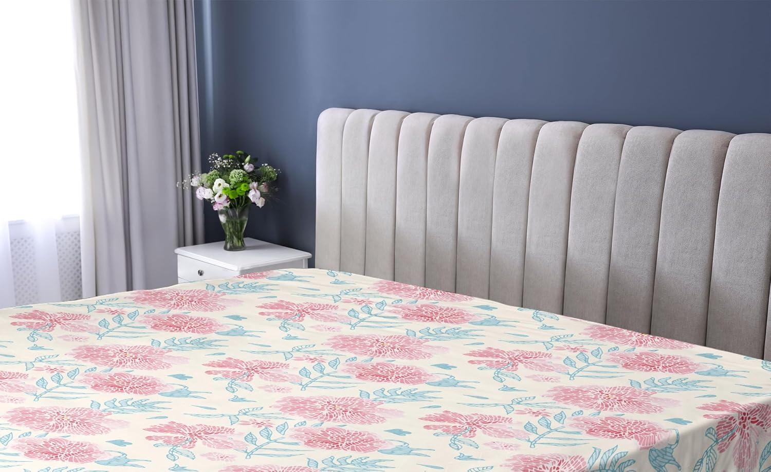 imageAmbesonne Floral Fitted Sheet Realistic Painting Print A Million Roses to My Love Valentines Day Decorative Soft Bedding AllRound Elastic Pocket California King Pale Pink Dark Pink and EcruRuby Beige and Sea Blue