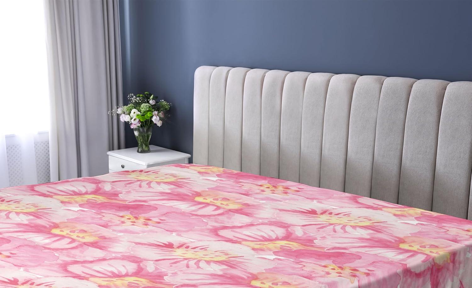 imageAmbesonne Floral Fitted Sheet Realistic Painting Print A Million Roses to My Love Valentines Day Decorative Soft Bedding AllRound Elastic Pocket California King Pale Pink Dark Pink and EcruSoft Pink Rose Cream