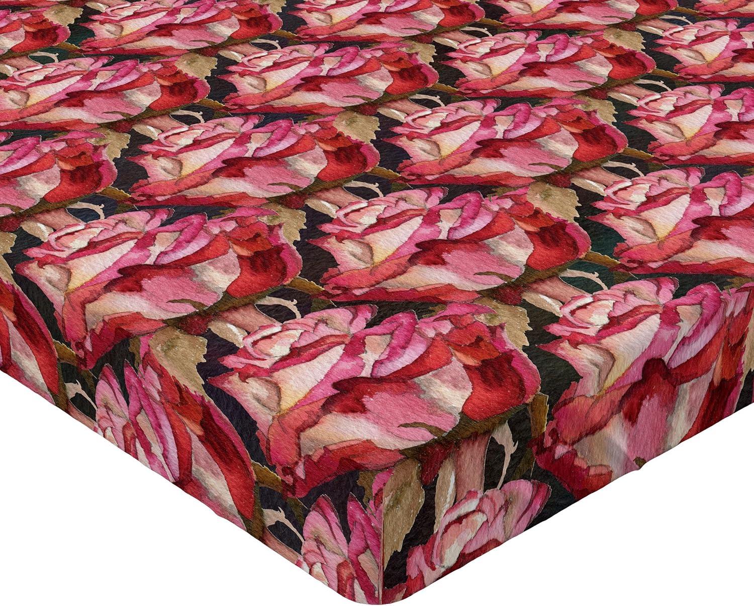 imageAmbesonne Floral Fitted Sheet Realistic Painting Print A Million Roses to My Love Valentines Day Decorative Soft Bedding AllRound Elastic Pocket California King Pale Pink Dark Pink and EcruPale Pink Dark Pink and Ecru