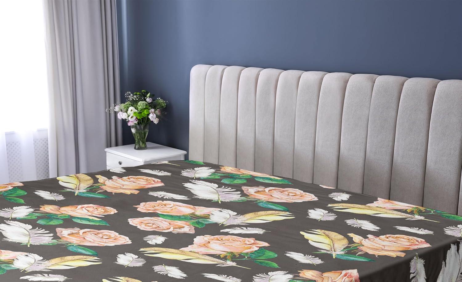 imageAmbesonne Floral Fitted Sheet Romantic Concept Art Featuring Rose Flowers Hearts Leaves Valentine Decorative Soft Fabric Bedding AllRound Elastic Pocket Queen Size Pastel Pink and Fern GreenJade Green Pale Salmon
