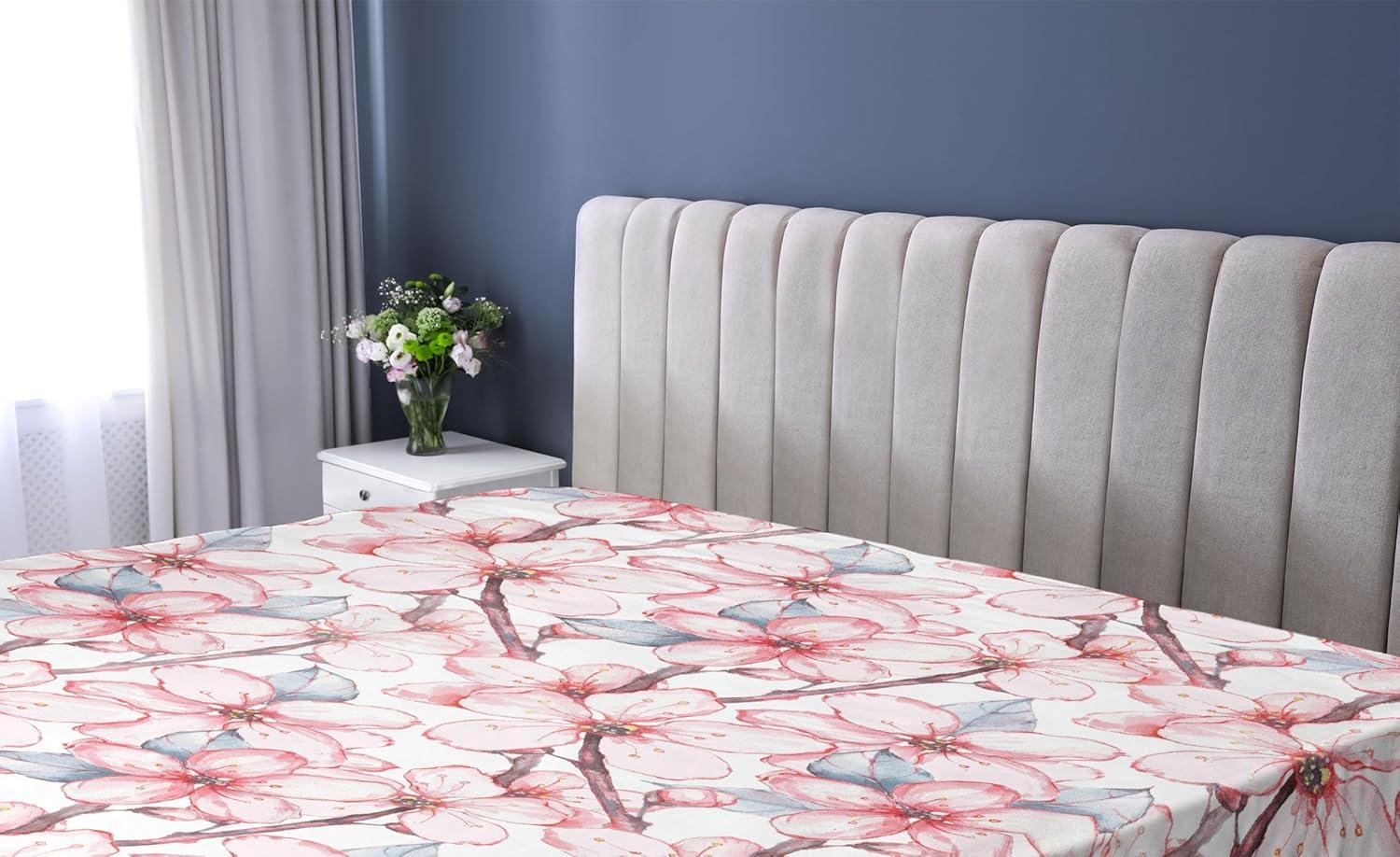 imageAmbesonne Floral Fitted Sheet Romantic Concept Art Featuring Rose Flowers Hearts Leaves Valentine Decorative Soft Fabric Bedding AllRound Elastic Pocket Queen Size Pastel Pink and Fern GreenDark Pink and Soft Blue