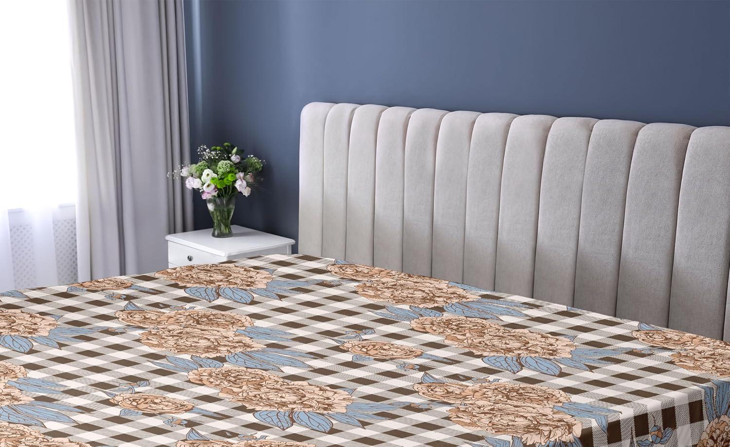 imageAmbesonne Floral Fitted Sheet Romantic Concept Art Featuring Rose Flowers Hearts Leaves Valentine Decorative Soft Fabric Bedding AllRound Elastic Pocket Queen Size Pastel Pink and Fern GreenPale Caramel and Slate Blue