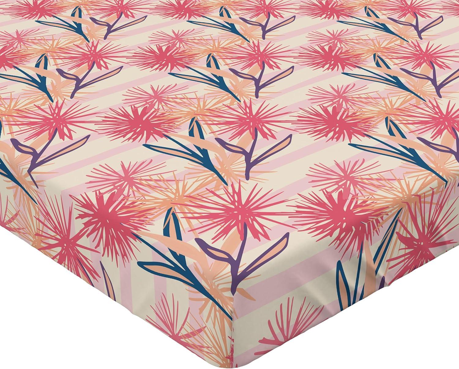 imageAmbesonne Floral Fitted Sheet Romantic Concept Art Featuring Rose Flowers Hearts Leaves Valentine Decorative Soft Fabric Bedding AllRound Elastic Pocket Queen Size Pastel Pink and Fern GreenCoral Salmon Soft Pink