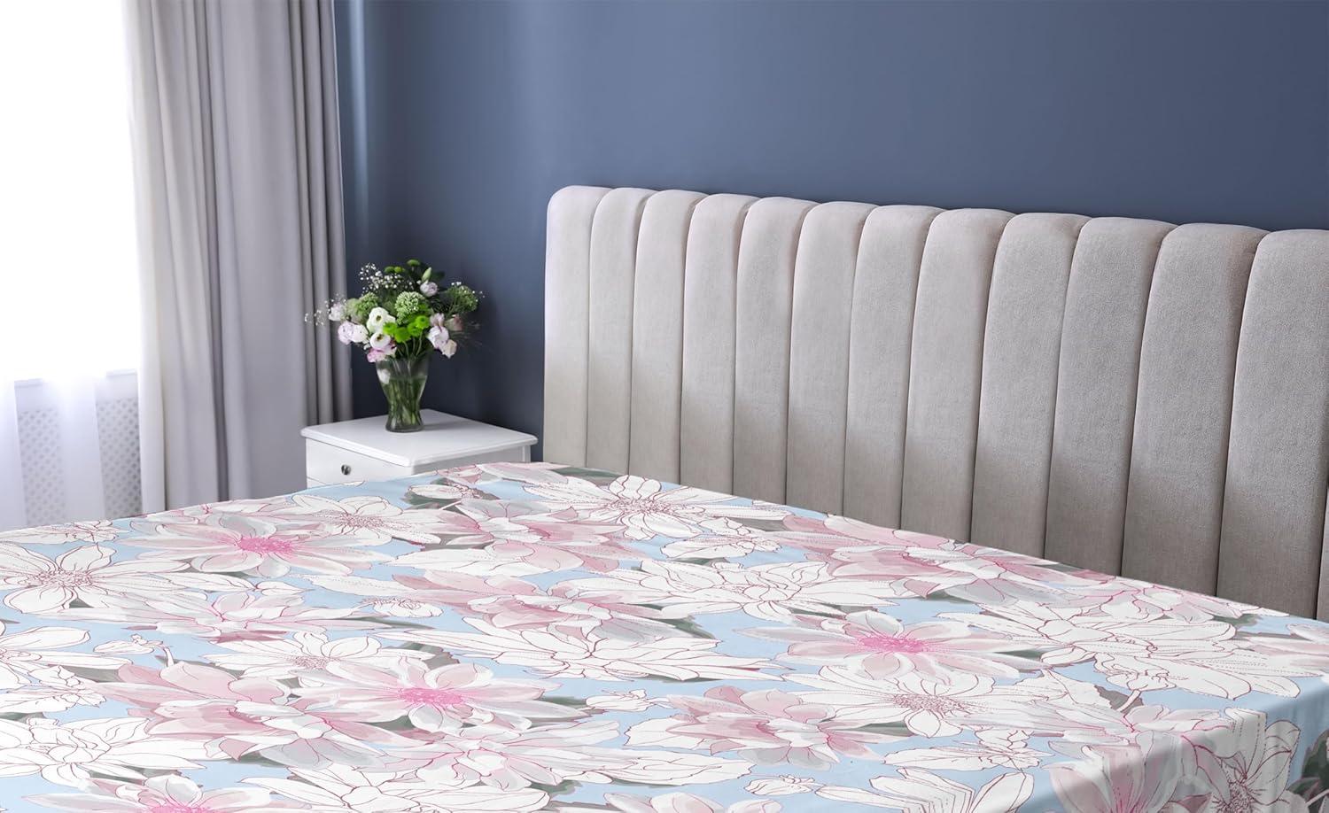 imageAmbesonne Floral Fitted Sheet Romantic Concept Art Featuring Rose Flowers Hearts Leaves Valentine Decorative Soft Fabric Bedding AllRound Elastic Pocket Queen Size Pastel Pink and Fern GreenOff White Pink Soft Blue