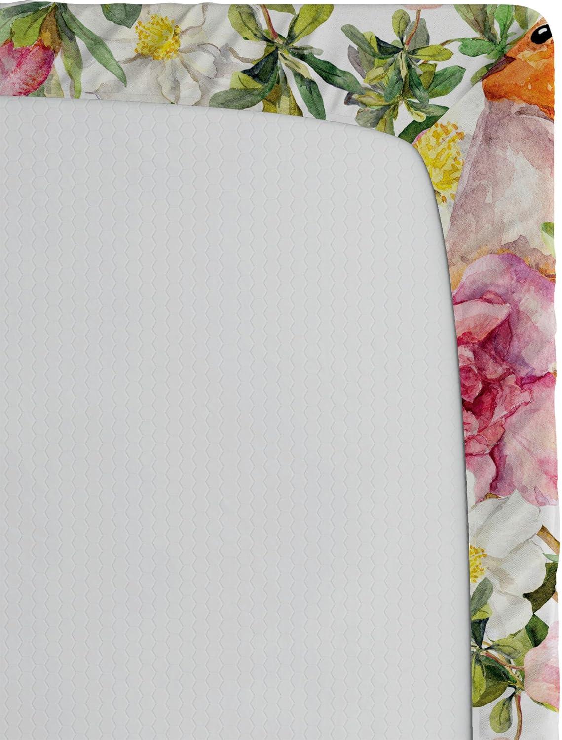 imageAmbesonne Floral Fitted Sheet Romantic Concept Art Featuring Rose Flowers Hearts Leaves Valentine Decorative Soft Fabric Bedding AllRound Elastic Pocket Queen Size Pastel Pink and Fern GreenPastel Pink and Pale Orange