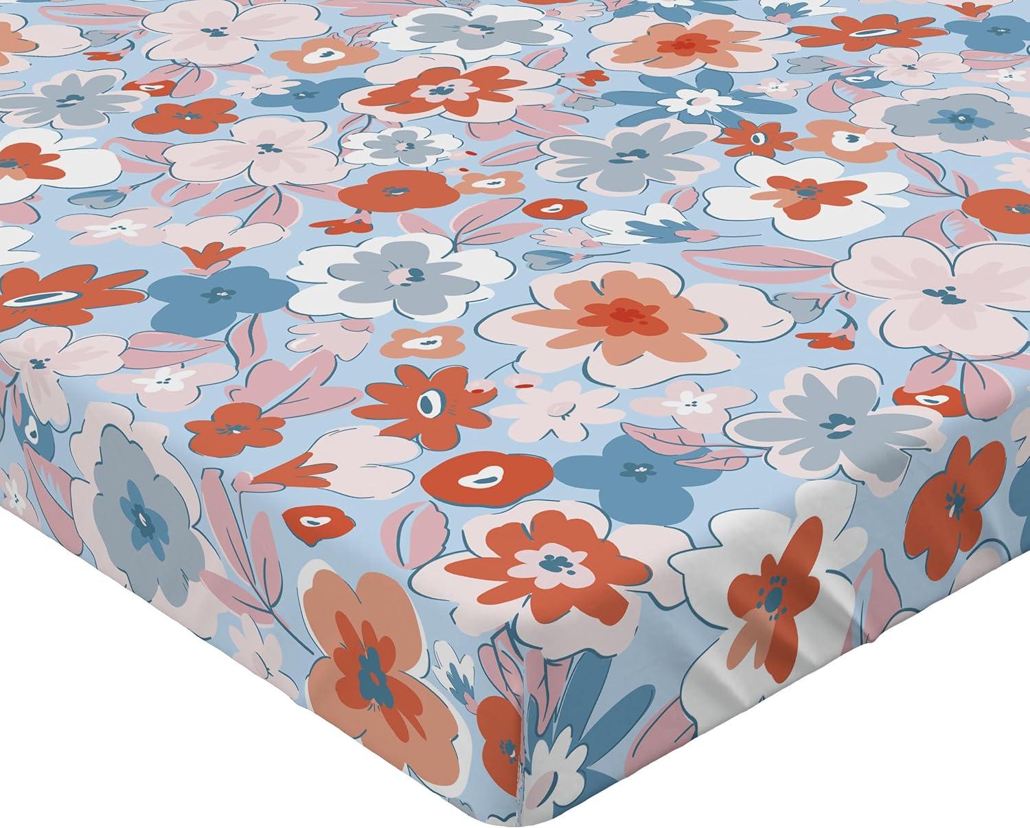 imageAmbesonne Floral Fitted Sheet Romantic Concept Art Featuring Rose Flowers Hearts Leaves Valentine Decorative Soft Fabric Bedding AllRound Elastic Pocket Queen Size Pastel Pink and Fern GreenCinnamon Soft Blue Blush