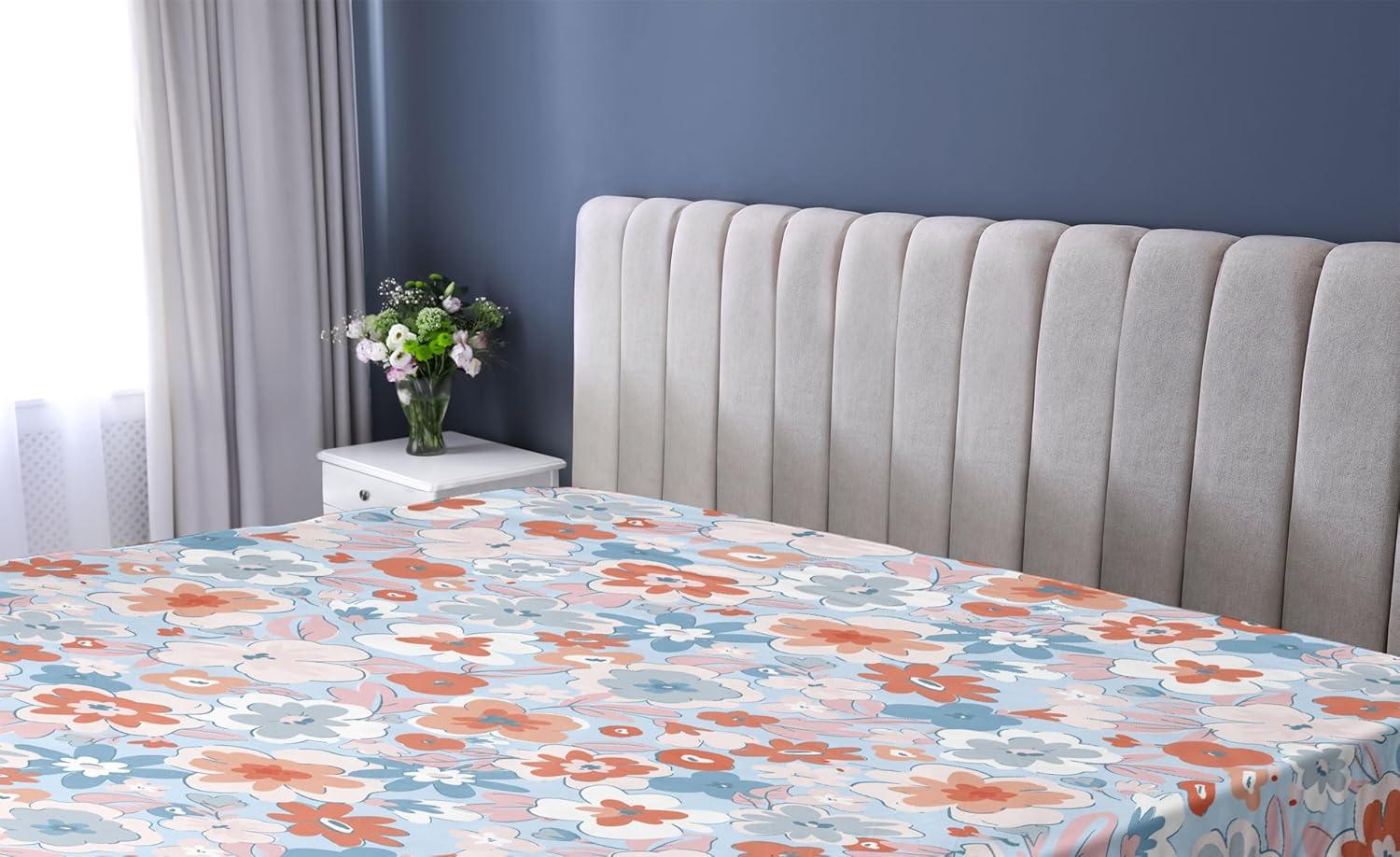 imageAmbesonne Floral Fitted Sheet Romantic Concept Art Featuring Rose Flowers Hearts Leaves Valentine Decorative Soft Fabric Bedding AllRound Elastic Pocket Queen Size Pastel Pink and Fern GreenCinnamon Soft Blue Blush