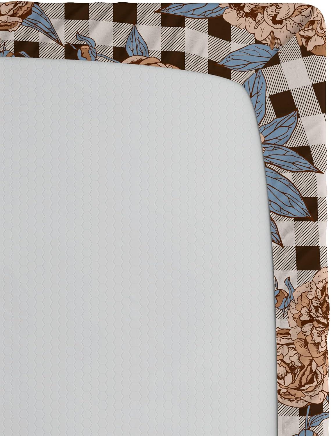 imageAmbesonne Floral Fitted Sheet Romantic Concept Art Featuring Rose Flowers Hearts Leaves Valentine Decorative Soft Fabric Bedding AllRound Elastic Pocket Queen Size Pastel Pink and Fern GreenPale Caramel and Slate Blue