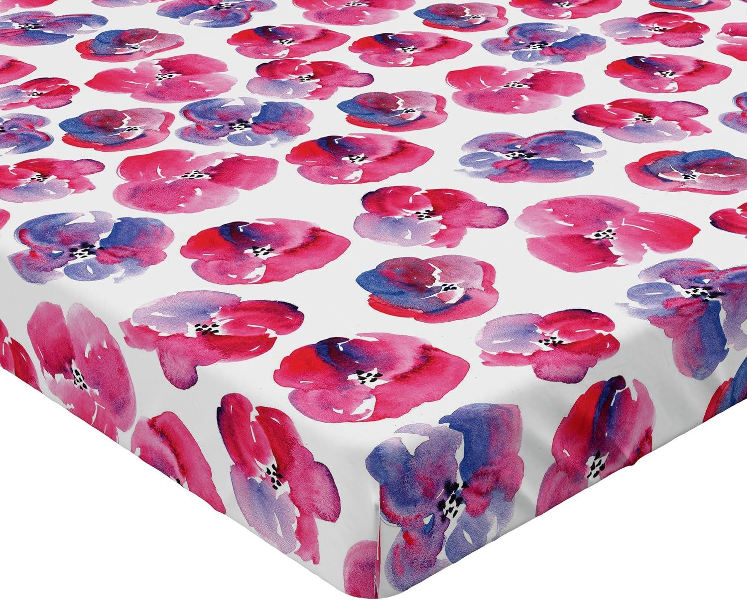 imageAmbesonne Floral Fitted Sheet Romantic Concept Art Featuring Rose Flowers Hearts Leaves Valentine Decorative Soft Fabric Bedding AllRound Elastic Pocket Queen Size Pastel Pink and Fern GreenDark Pink and Ceil Blue