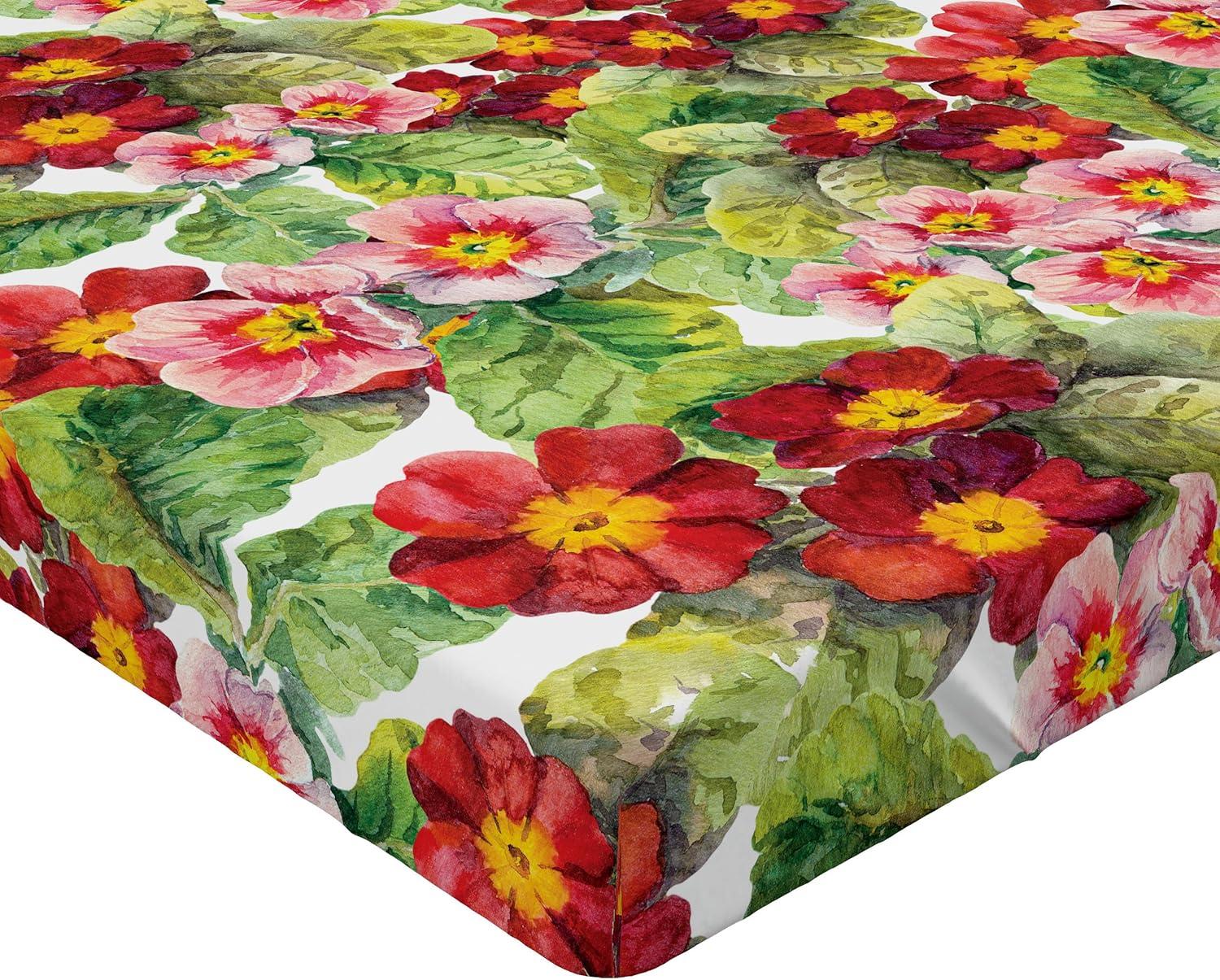 imageAmbesonne Floral Fitted Sheet Romantic Concept Art Featuring Rose Flowers Hearts Leaves Valentine Decorative Soft Fabric Bedding AllRound Elastic Pocket Queen Size Pastel Pink and Fern GreenDark Salmon and Apple Green