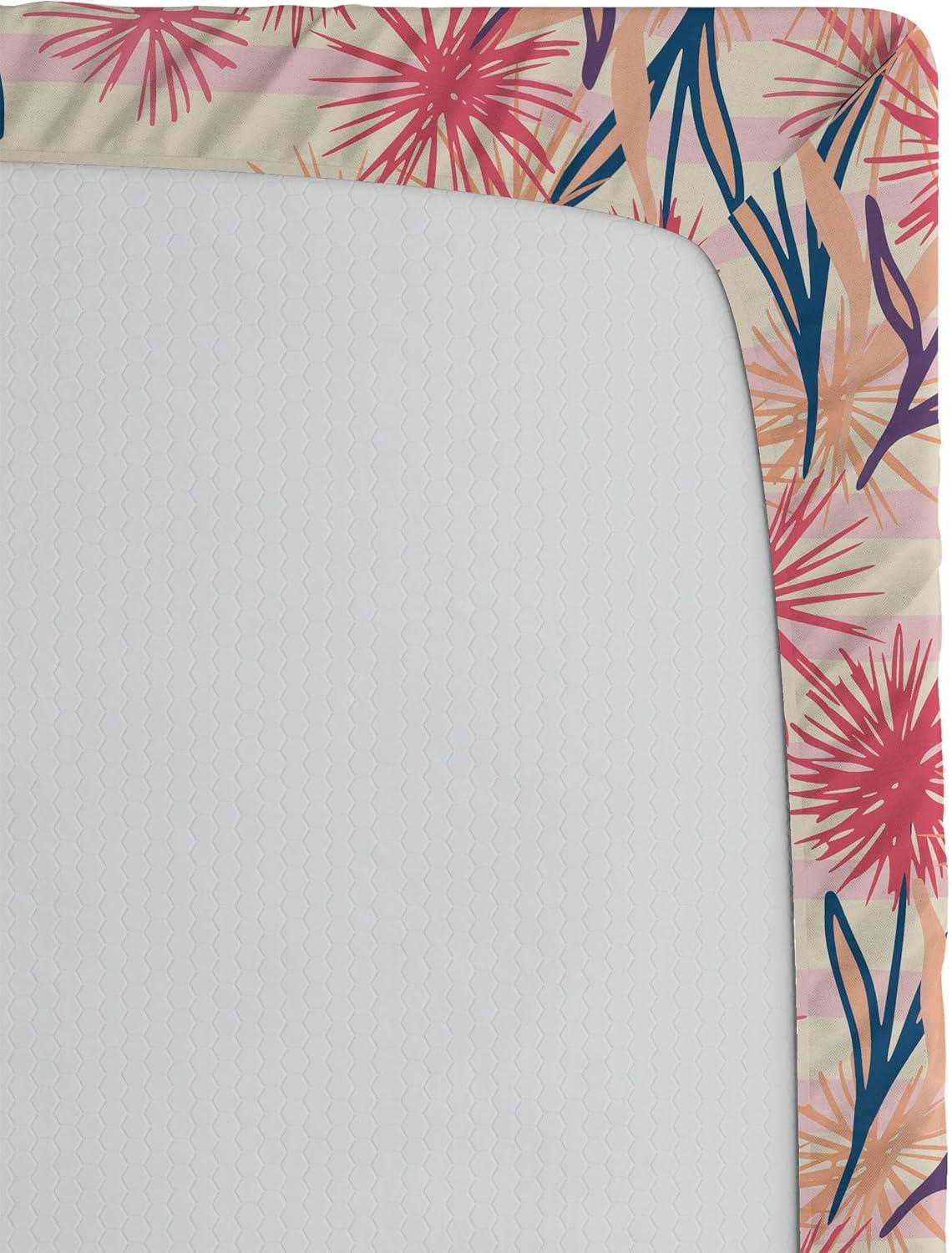 imageAmbesonne Floral Fitted Sheet Romantic Concept Art Featuring Rose Flowers Hearts Leaves Valentine Decorative Soft Fabric Bedding AllRound Elastic Pocket Queen Size Pastel Pink and Fern GreenCoral Salmon Soft Pink