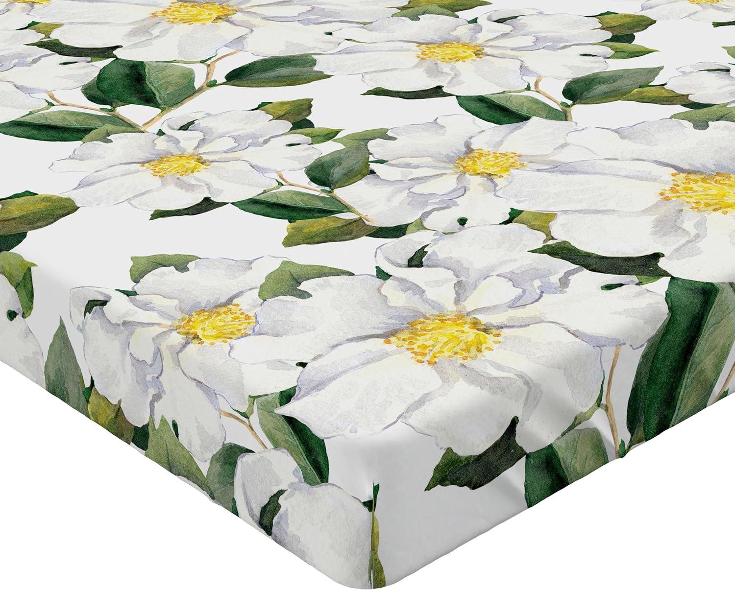 imageAmbesonne Floral Fitted Sheet Romantic Concept Art Featuring Rose Flowers Hearts Leaves Valentine Decorative Soft Fabric Bedding AllRound Elastic Pocket Queen Size Pastel Pink and Fern GreenReseda Green and Earth Yellow