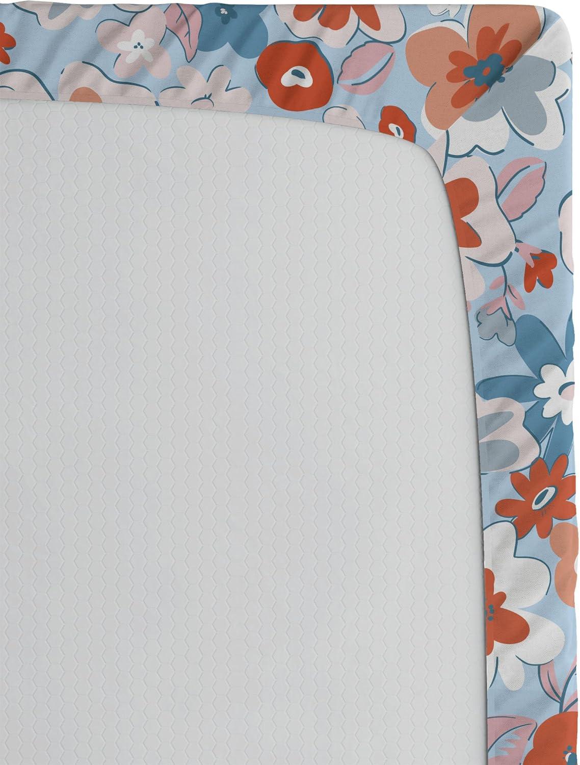 imageAmbesonne Floral Fitted Sheet Romantic Concept Art Featuring Rose Flowers Hearts Leaves Valentine Decorative Soft Fabric Bedding AllRound Elastic Pocket Queen Size Pastel Pink and Fern GreenCinnamon Soft Blue Blush