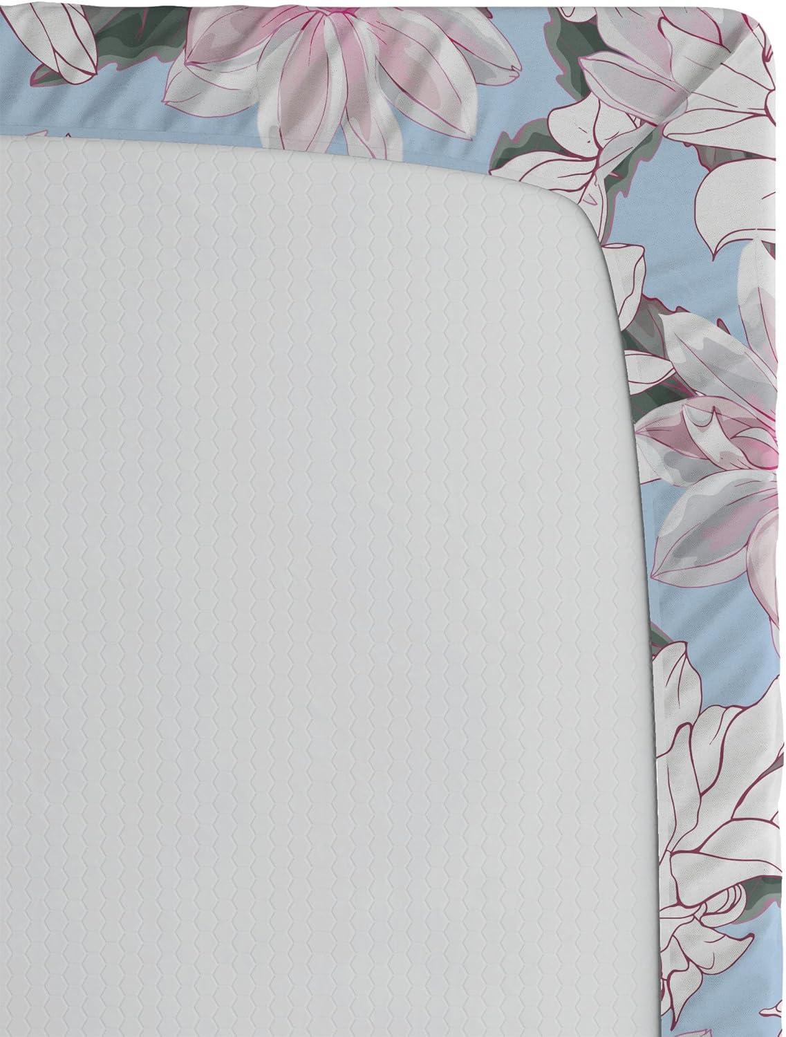 imageAmbesonne Floral Fitted Sheet Romantic Concept Art Featuring Rose Flowers Hearts Leaves Valentine Decorative Soft Fabric Bedding AllRound Elastic Pocket Queen Size Pastel Pink and Fern GreenOff White Pink Soft Blue