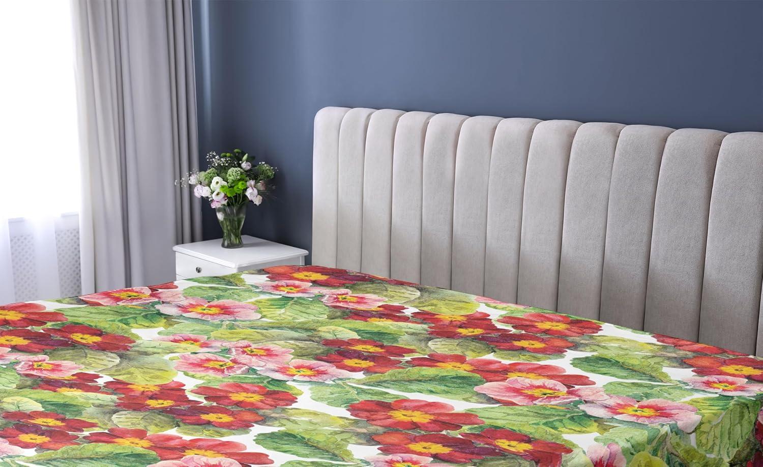 imageAmbesonne Floral Fitted Sheet Romantic Concept Art Featuring Rose Flowers Hearts Leaves Valentine Decorative Soft Fabric Bedding AllRound Elastic Pocket Queen Size Pastel Pink and Fern GreenDark Salmon and Apple Green