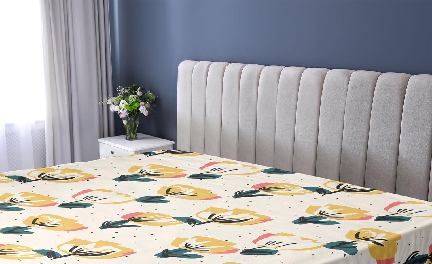 imageAmbesonne Floral Fitted Sheet Romantic Concept Art Featuring Rose Flowers Hearts Leaves Valentine Decorative Soft Fabric Bedding AllRound Elastic Pocket Queen Size Pastel Pink and Fern GreenDark Green Mustard Beige