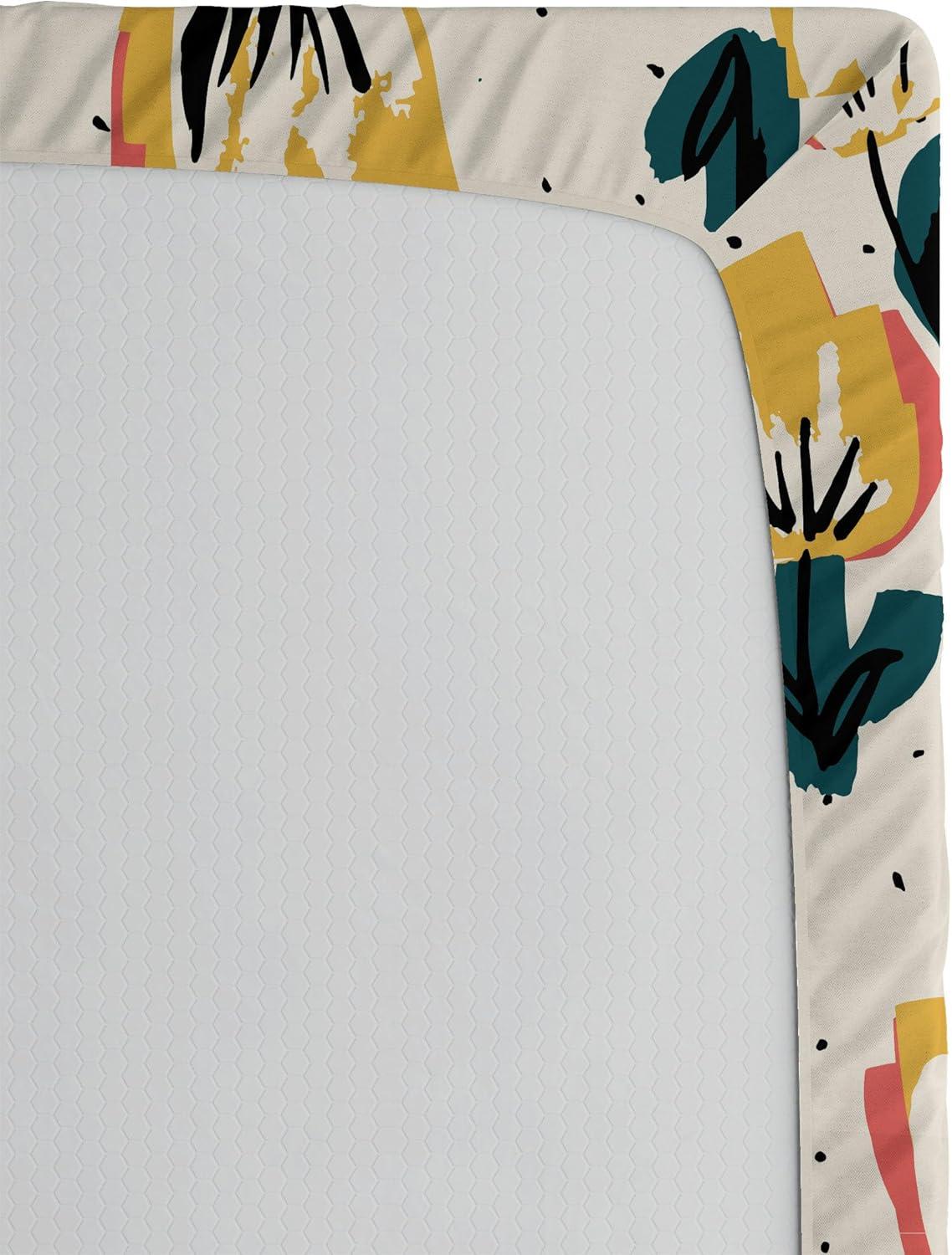 imageAmbesonne Floral Fitted Sheet Romantic Concept Art Featuring Rose Flowers Hearts Leaves Valentine Decorative Soft Fabric Bedding AllRound Elastic Pocket Queen Size Pastel Pink and Fern GreenDark Green Mustard Beige