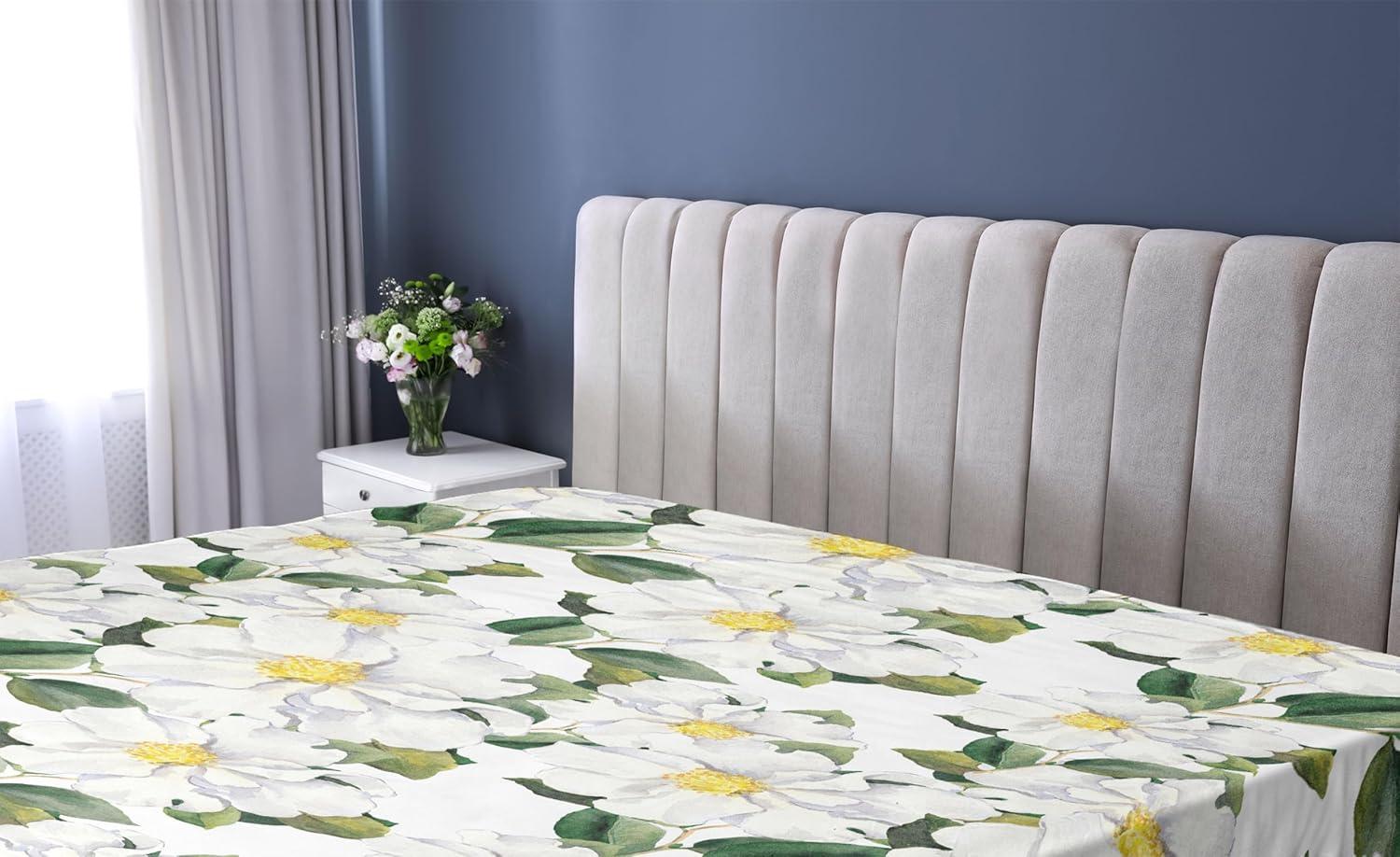 imageAmbesonne Floral Fitted Sheet Romantic Concept Art Featuring Rose Flowers Hearts Leaves Valentine Decorative Soft Fabric Bedding AllRound Elastic Pocket Queen Size Pastel Pink and Fern GreenReseda Green and Earth Yellow