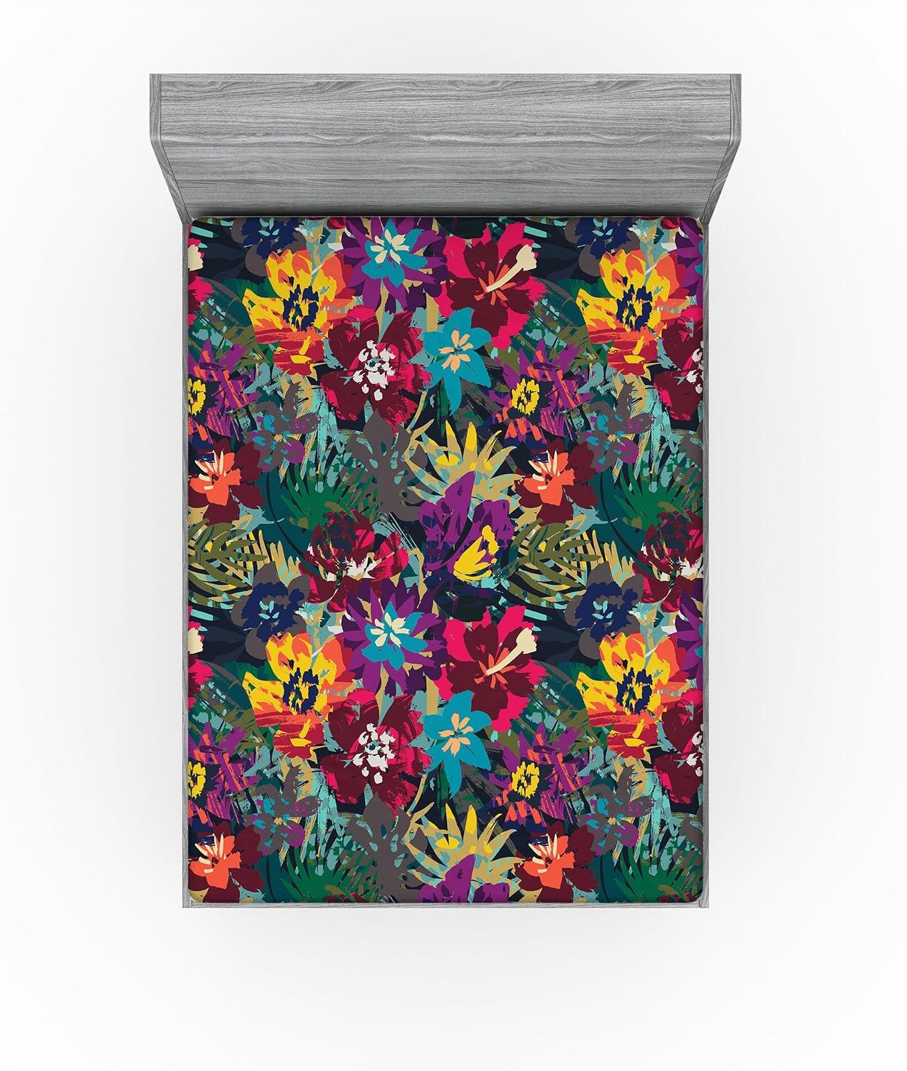 imageAmbesonne Floral Fitted Sheet Valentines Day Concept Art Pastel Repetitive Roses Pattern Plot Decorative Soft Bedding AllRound Elastic Pocket California King Dark Pink Blush and WhiteSea Blue Dark Magenta