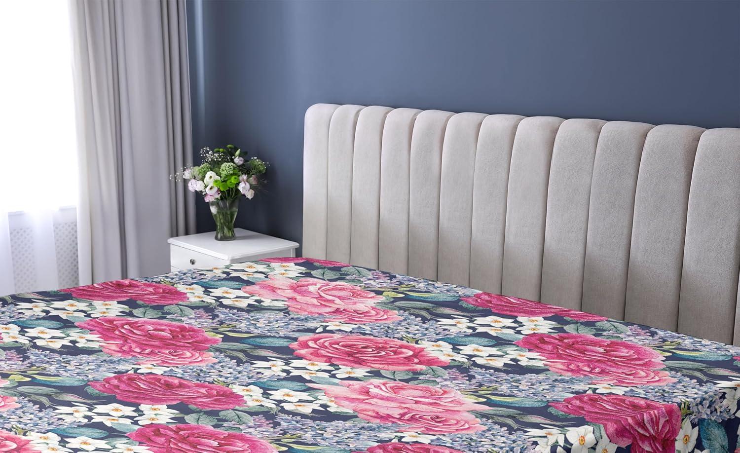 imageAmbesonne Floral Fitted Sheet Valentines Day Concept Art Pastel Repetitive Roses Pattern Plot Decorative Soft Bedding AllRound Elastic Pocket California King Dark Pink Blush and WhiteRaspberry Laurel Green