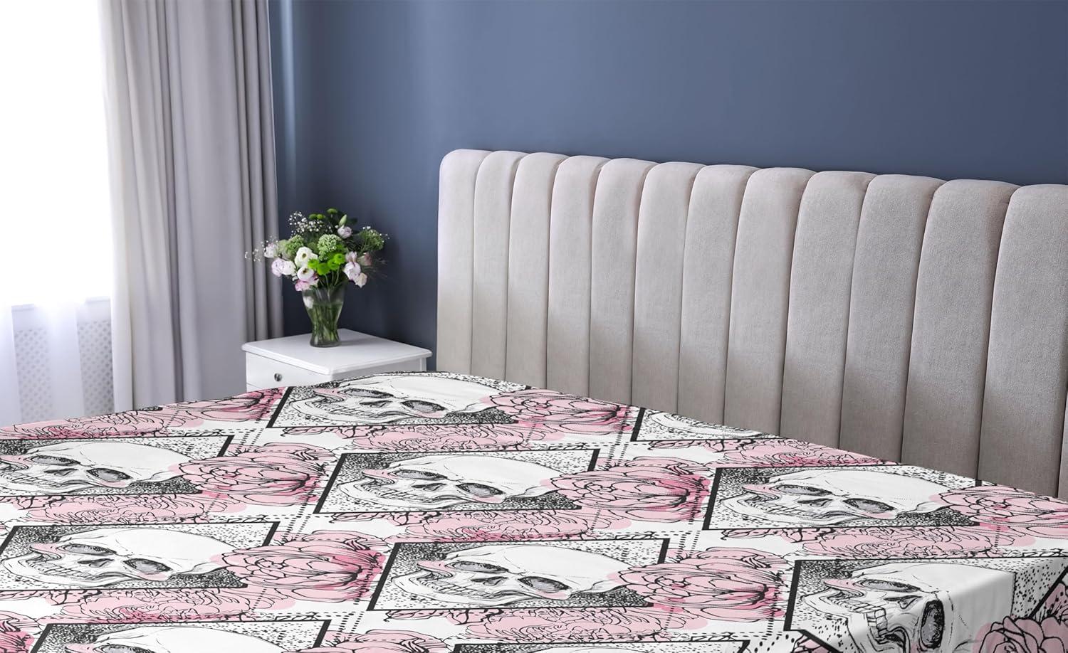 imageAmbesonne Floral Fitted Sheet Valentines Day Concept Art Pastel Repetitive Roses Pattern Plot Decorative Soft Bedding AllRound Elastic Pocket California King Dark Pink Blush and WhiteBlush White and Charcoal Grey