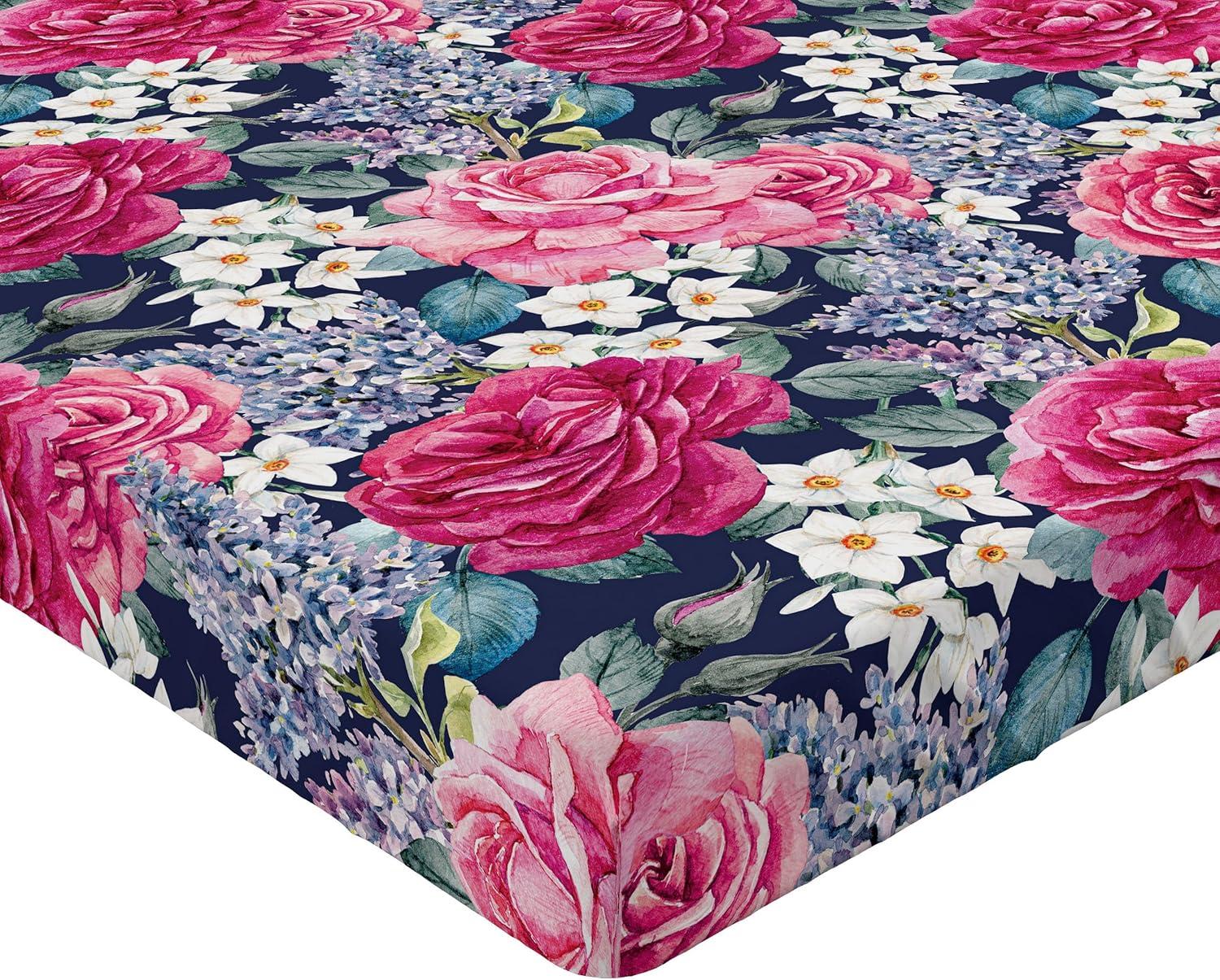 imageAmbesonne Floral Fitted Sheet Valentines Day Concept Art Pastel Repetitive Roses Pattern Plot Decorative Soft Bedding AllRound Elastic Pocket California King Dark Pink Blush and WhiteRaspberry Laurel Green