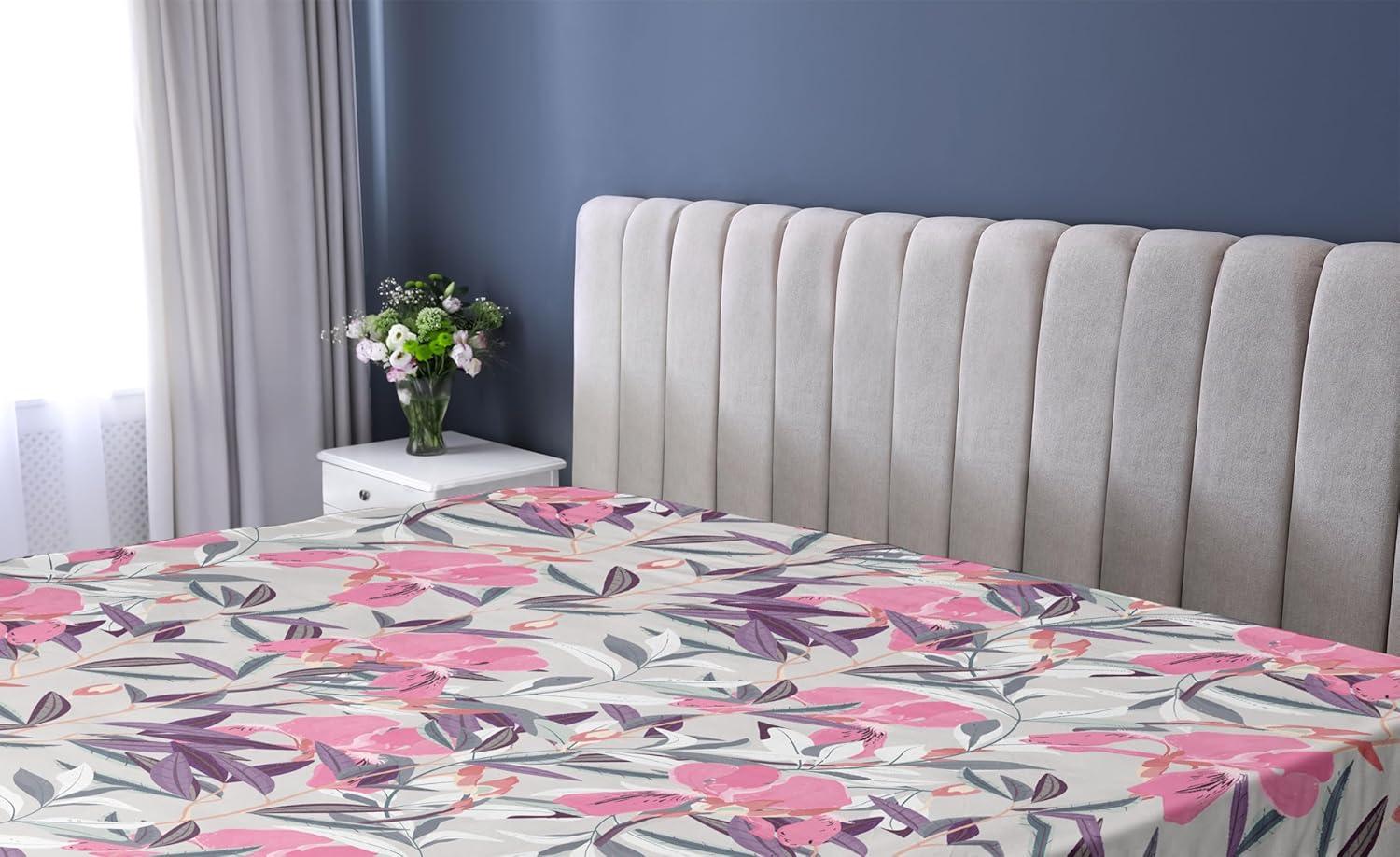 imageAmbesonne Floral Fitted Sheet Valentines Day Concept Art Pastel Repetitive Roses Pattern Plot Decorative Soft Bedding AllRound Elastic Pocket California King Dark Pink Blush and WhitePink Violet and Pale Grey