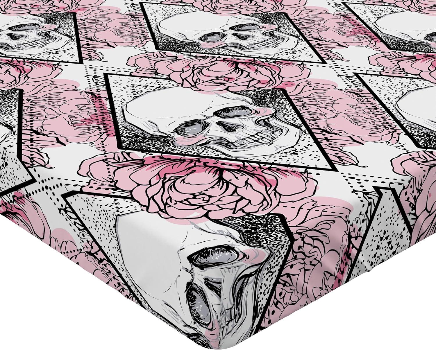 imageAmbesonne Floral Fitted Sheet Valentines Day Concept Art Pastel Repetitive Roses Pattern Plot Decorative Soft Bedding AllRound Elastic Pocket California King Dark Pink Blush and WhiteBlush White and Charcoal Grey
